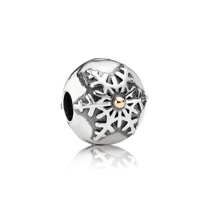Schneeflocke Clip- Sterling-Silber,  585 Gelbgold