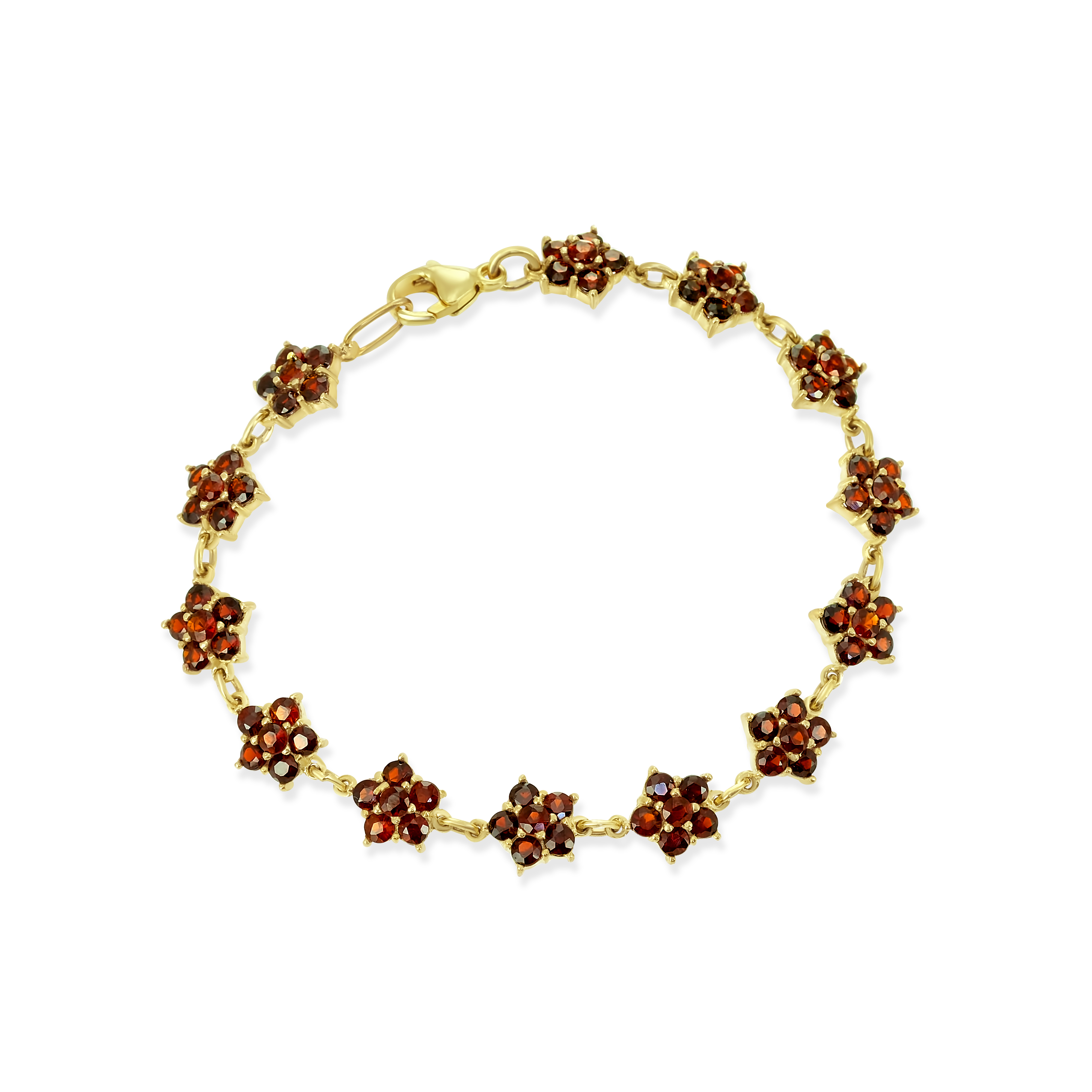 Böhmisches Granat Armband 333 Gelbgold 11 g mit 78 Granaten – 13 Granatblüten