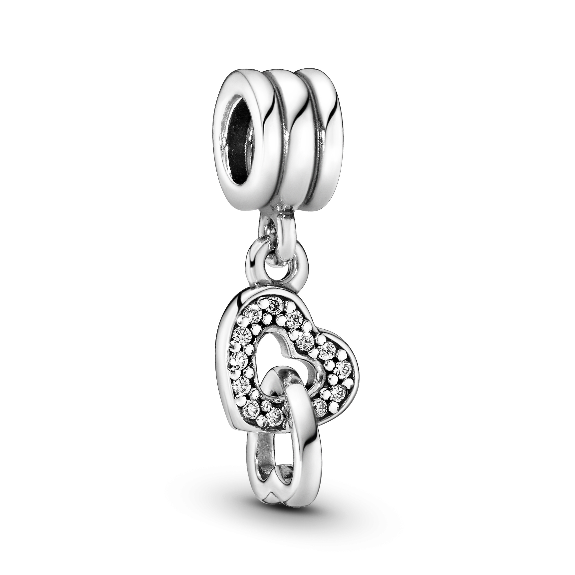 Verschlungene Herzen Charm-Anhänger - Sterling - Silber