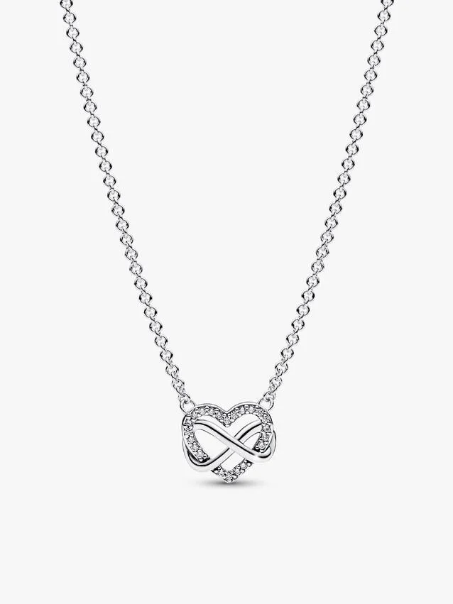 Funkelnde Unendlichkeits-Herz Collier-Halskette Sterling-Silber