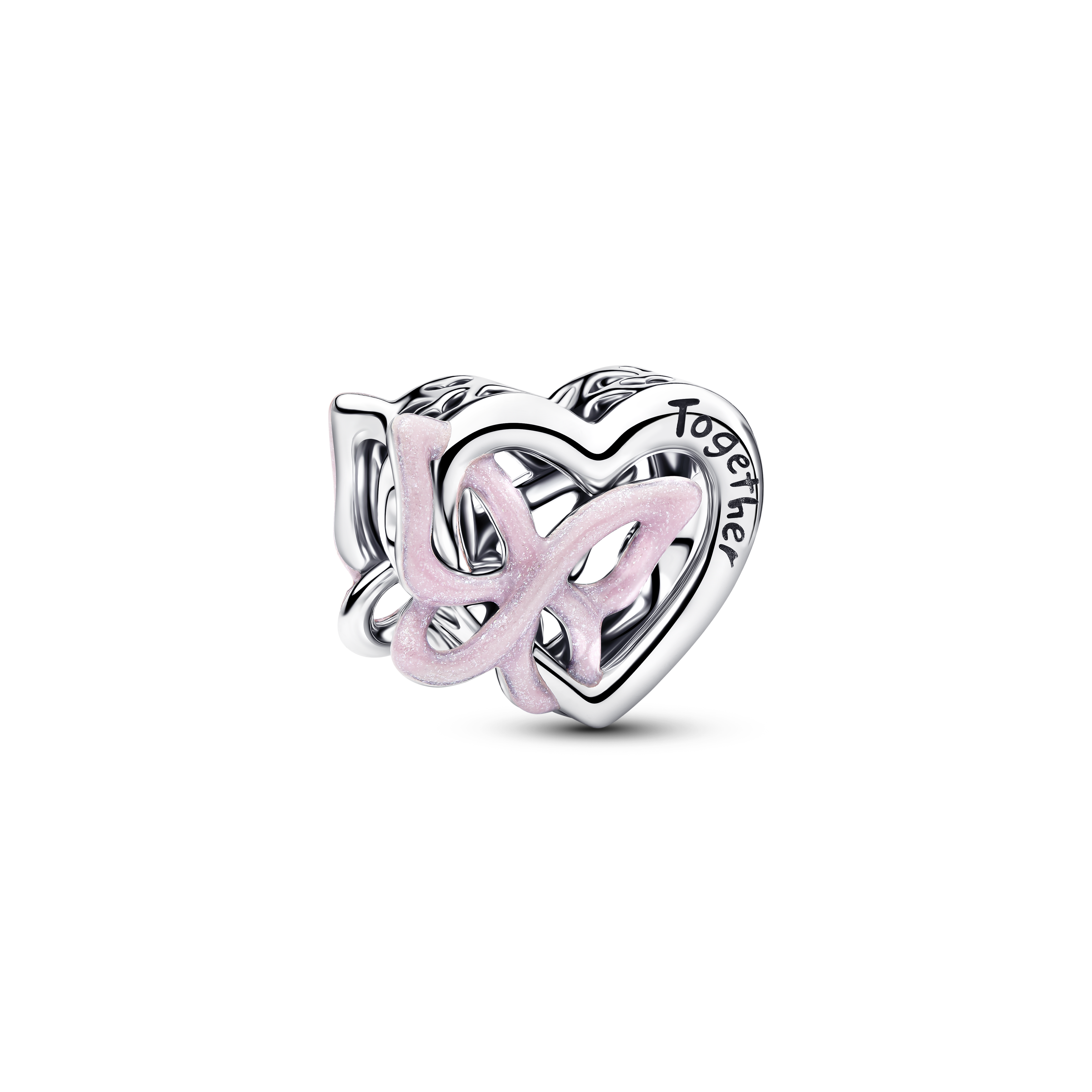 Verschlungenes Herz und Schmetterling Charm - Sterling-Silber