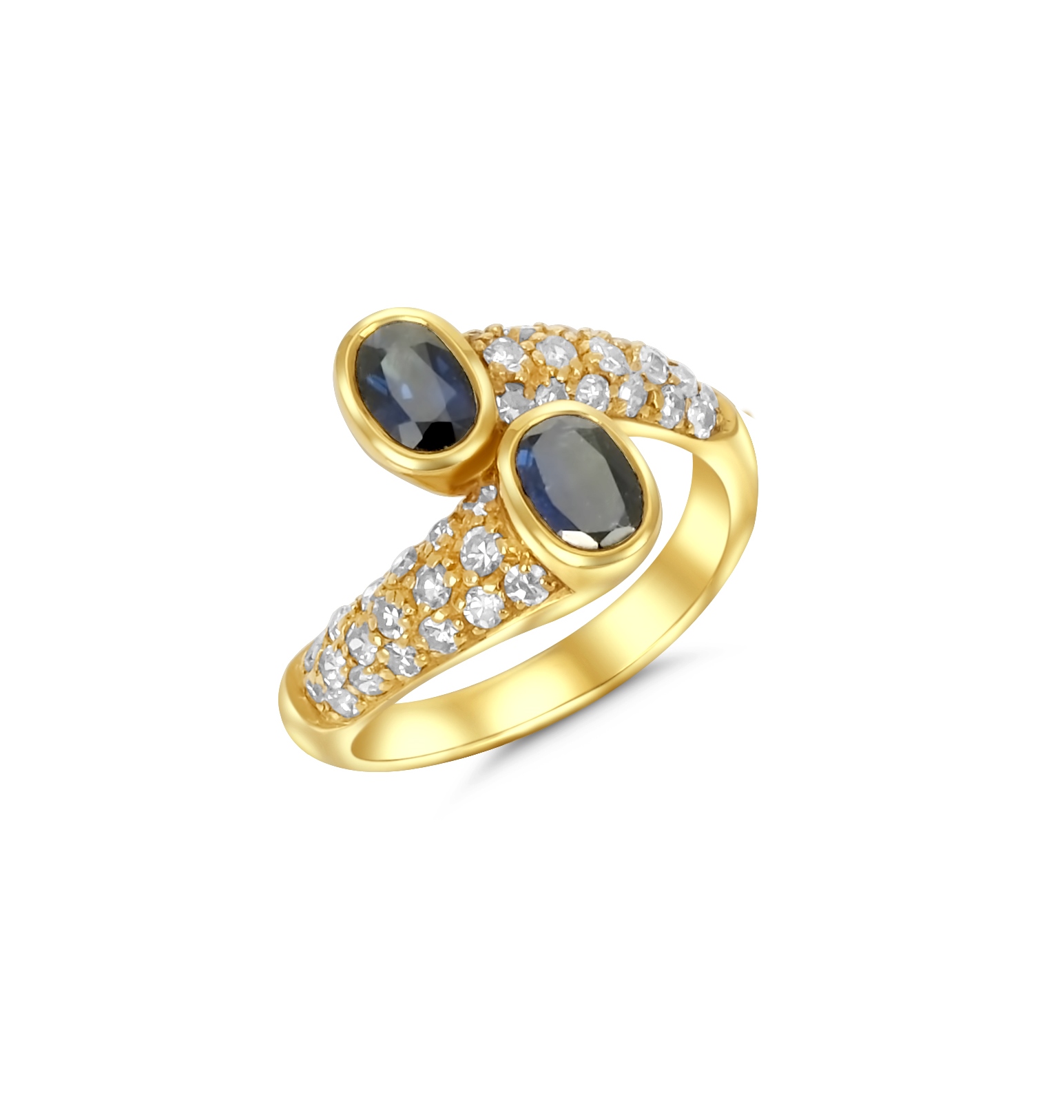 Ring - Saphir - Diamant Pavé 
