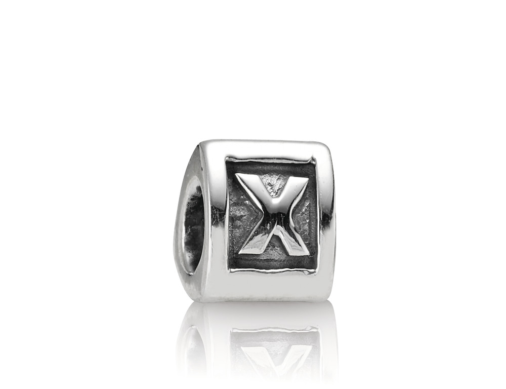 Buchstabe X Charm "Klassiker" - Sterling-Silber