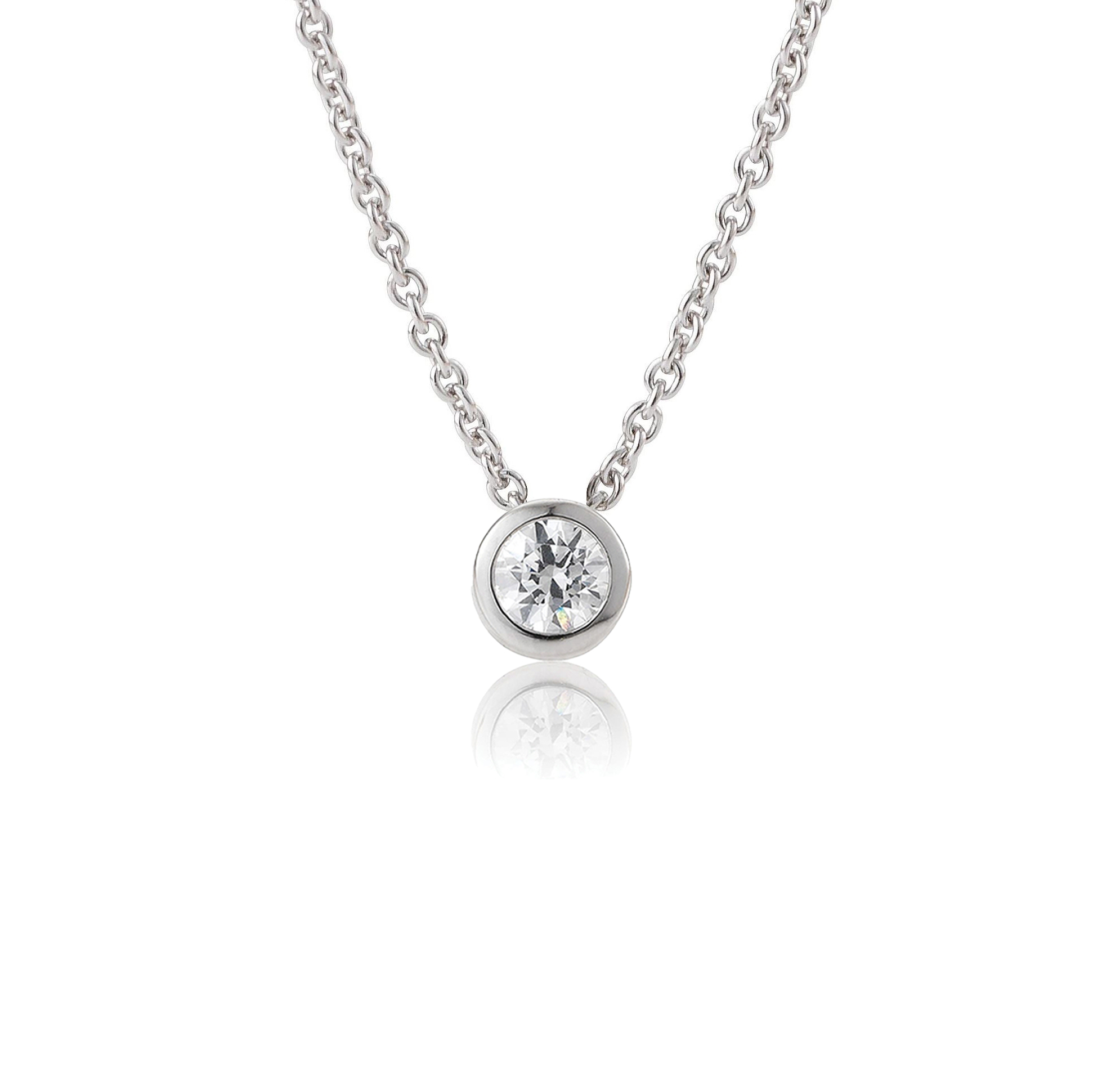 Solitär Collier - Zarge poliert - 0,40 ct