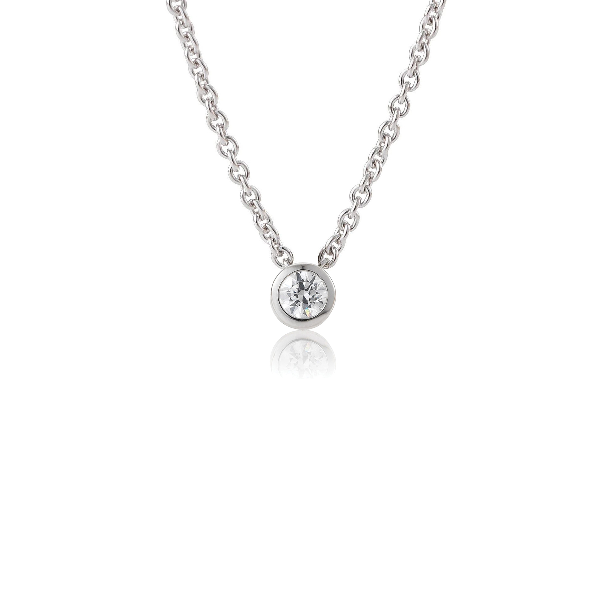 Solitär Collier - Zarge poliert - 0,15 ct