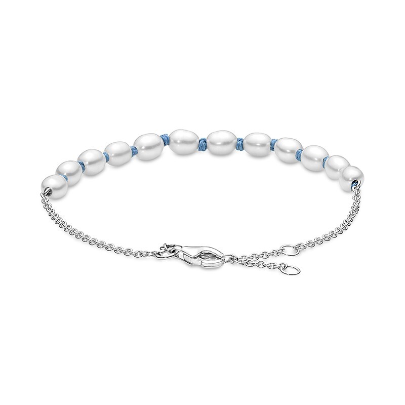 PANDORA Behandelte Süßwasserzuchtperle Armband - Blau - Sterling-Silber 