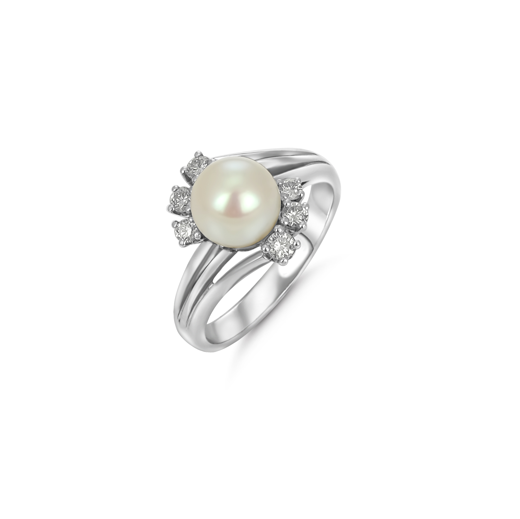 Ring - Akoya-Zuchtperle 8,5 mm - mit Brillant pavé 0,14ct