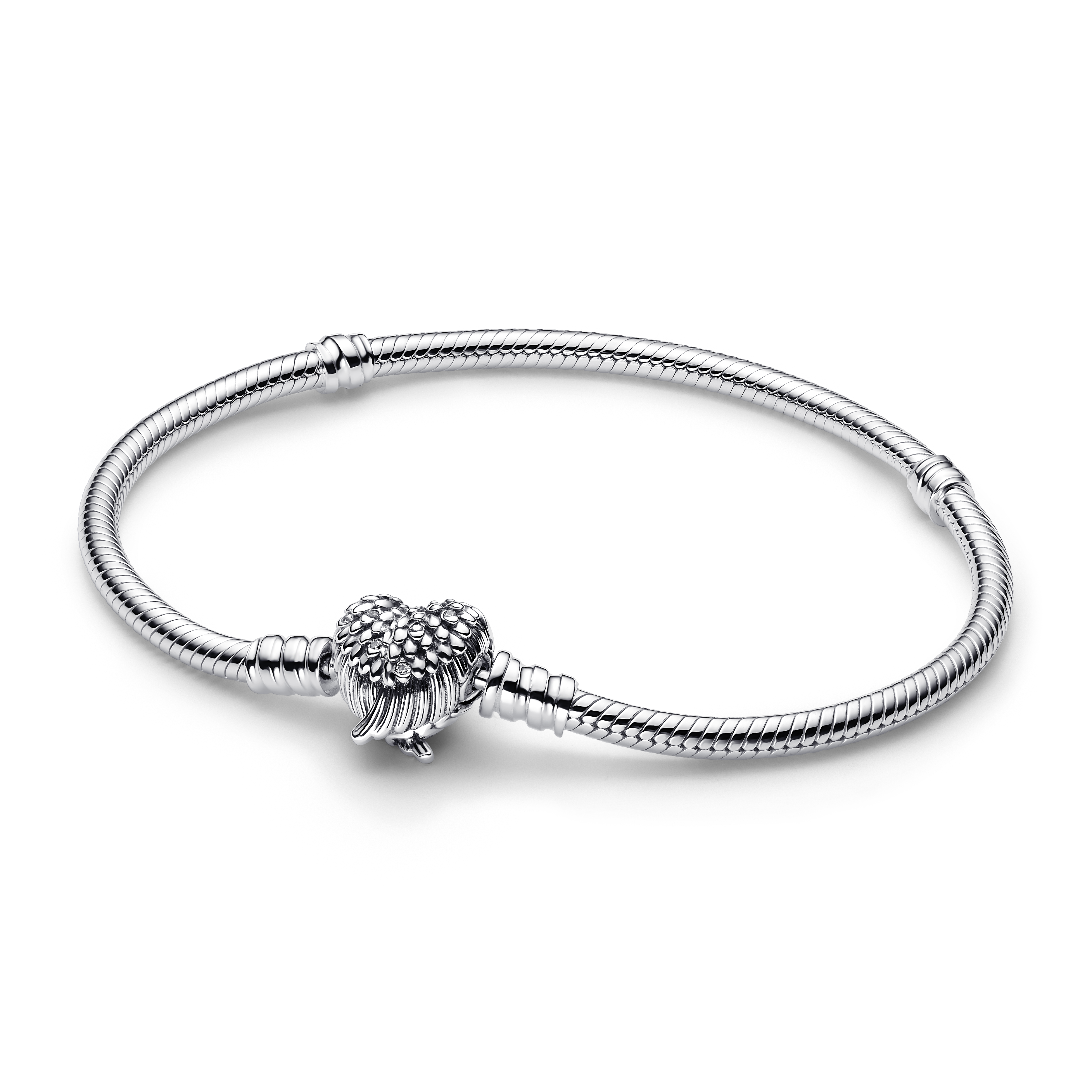 Moments Schlangen-Gliederarmband mit Flügel Herzverschluss - Sterling-Silber