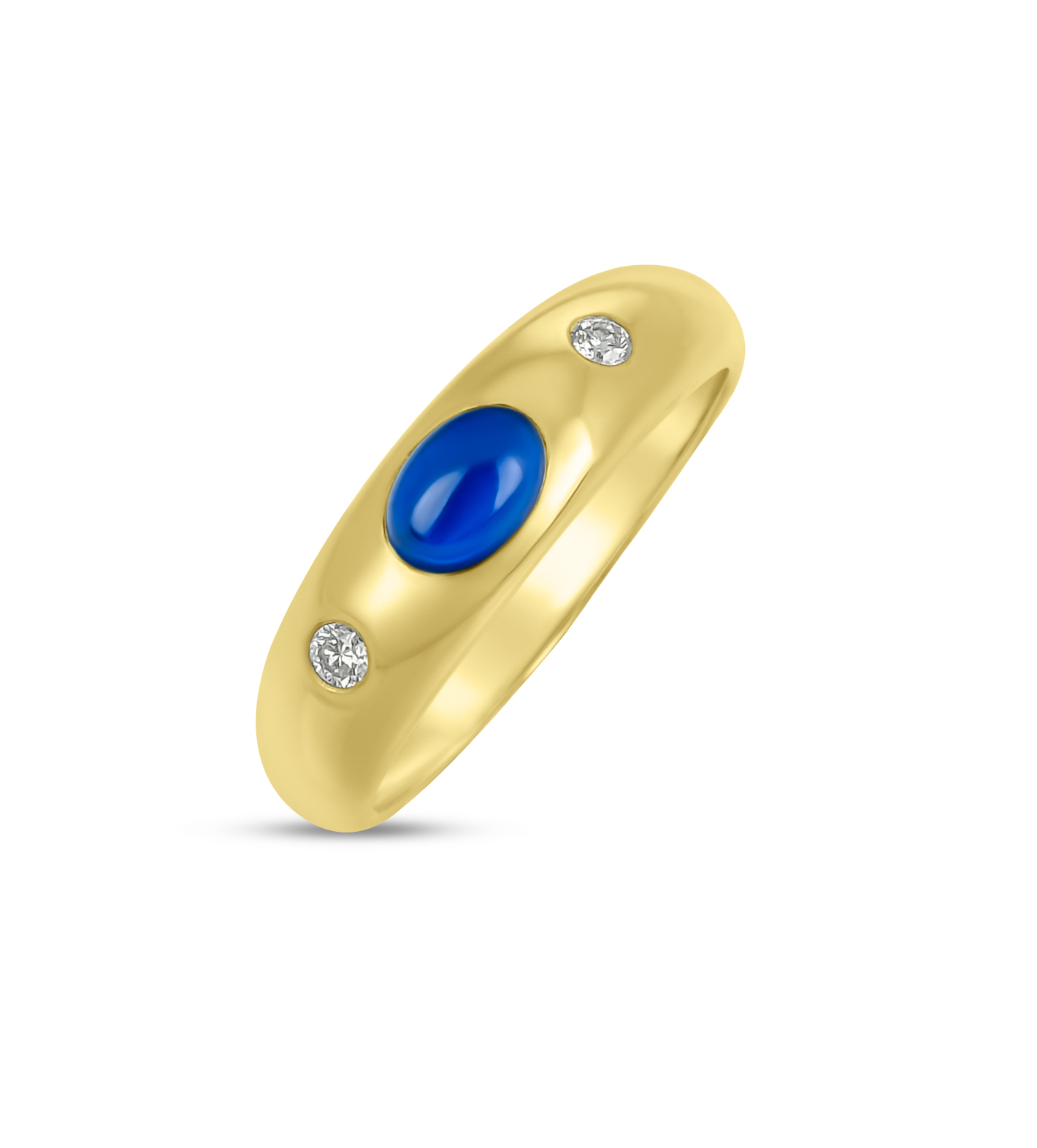 Ring - Saphir cabochon oval - Diamant