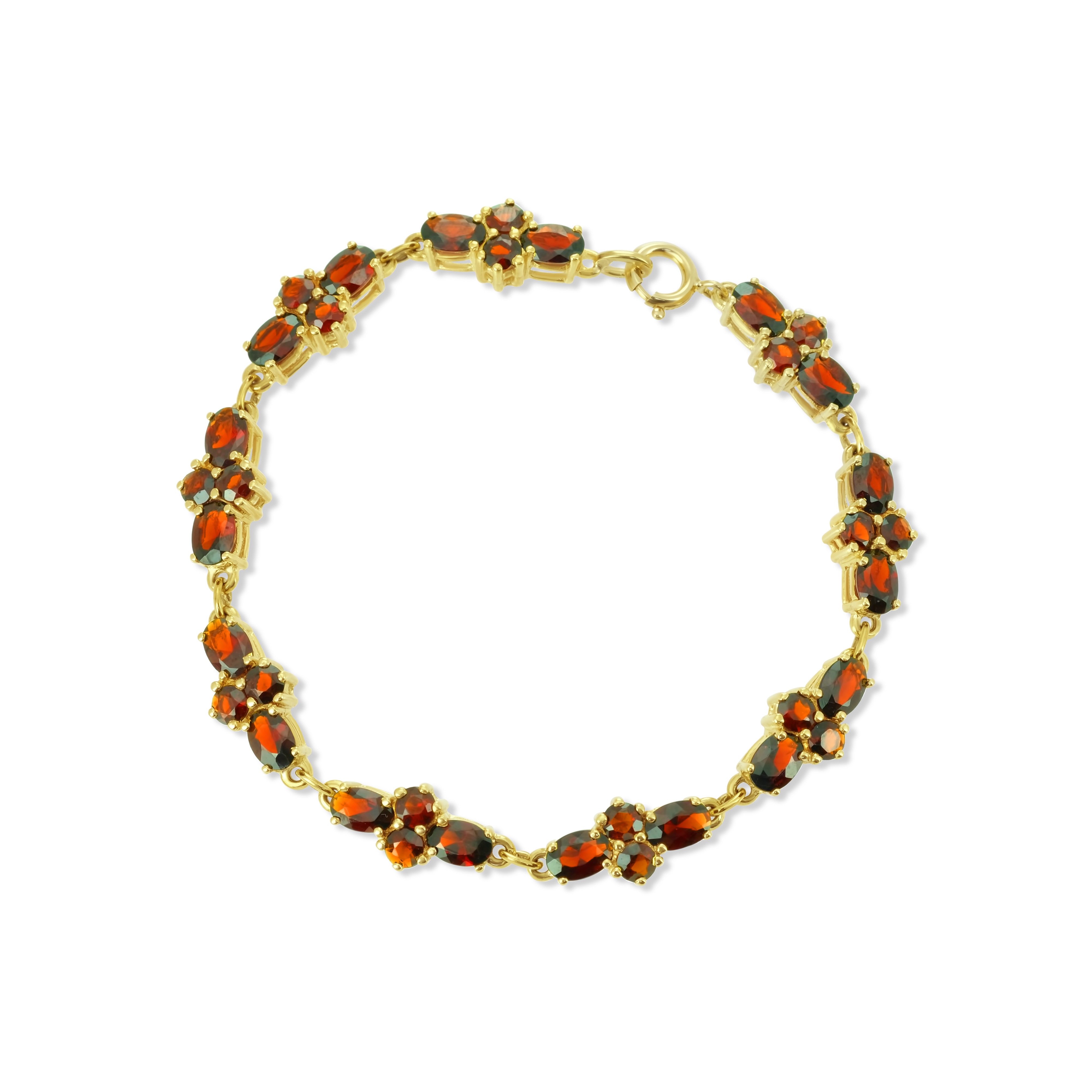Böhmisches Granat Armband 585 Gelbgold 16,1 g mit 36 Granaten – Gliederarmband