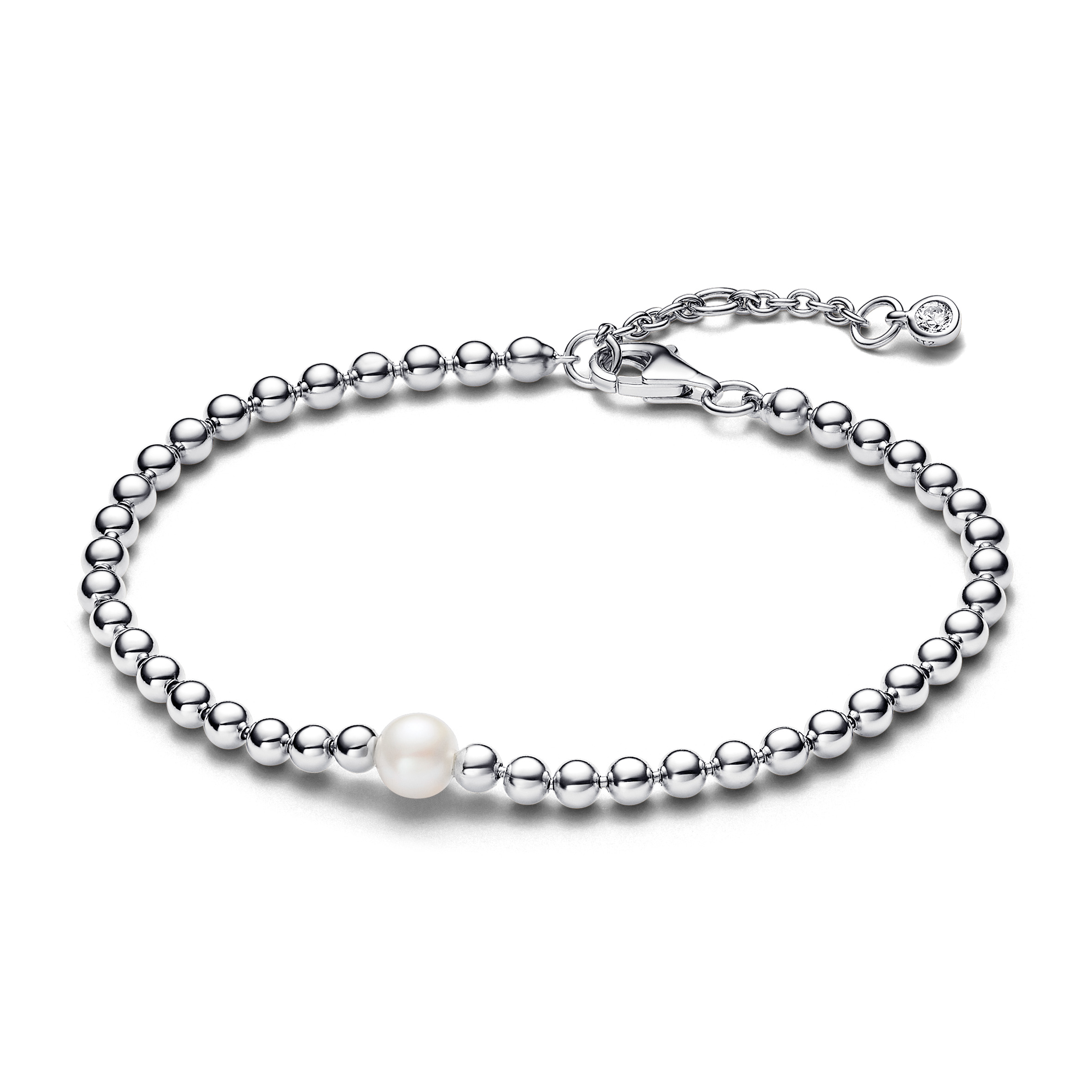 Behandelte Süßwasserzuchtperle & Kugeln Armband - Sterling-Silber 