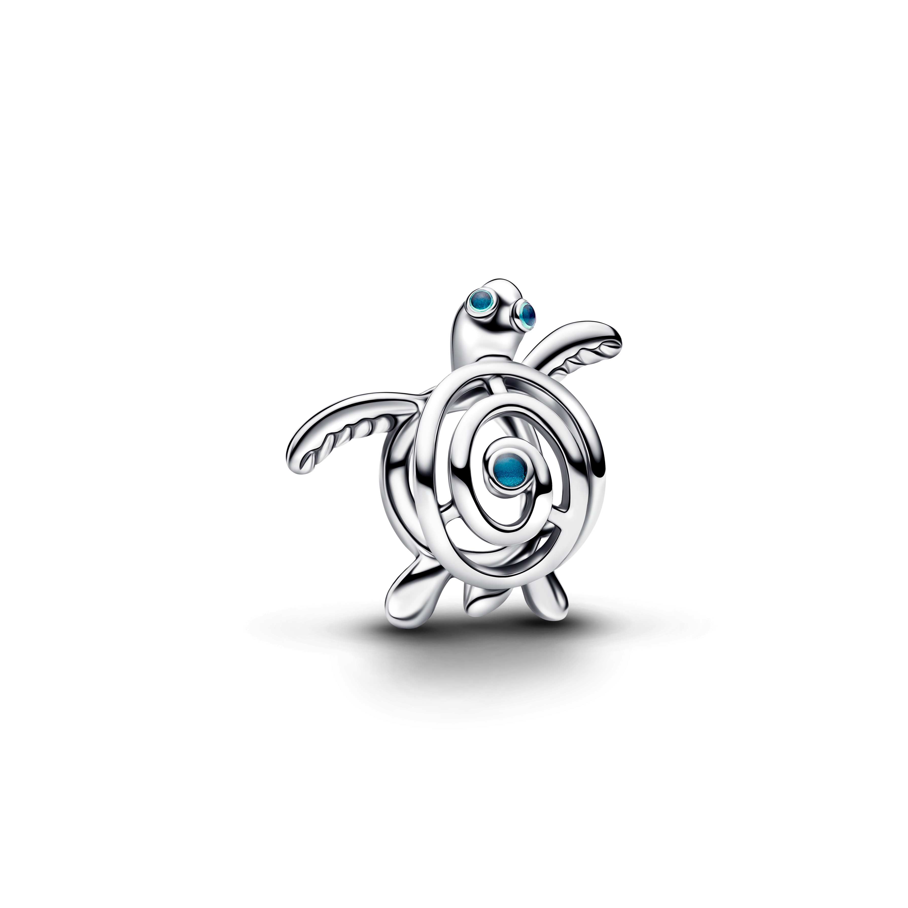 Offen gearbeitete Meeresschildkröte Charm - Sterling-Silber