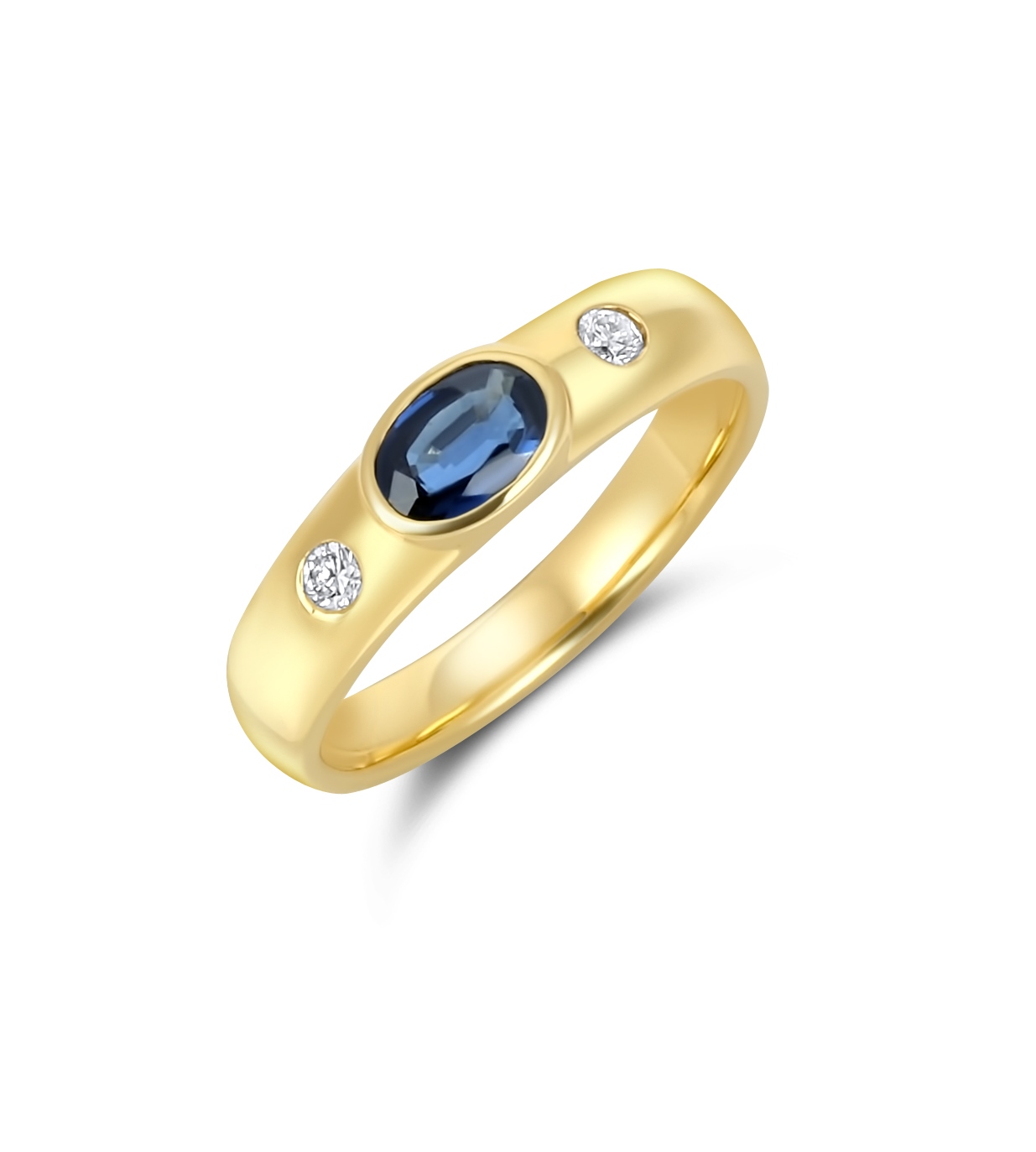 Ring - Saphir oval - Diamant