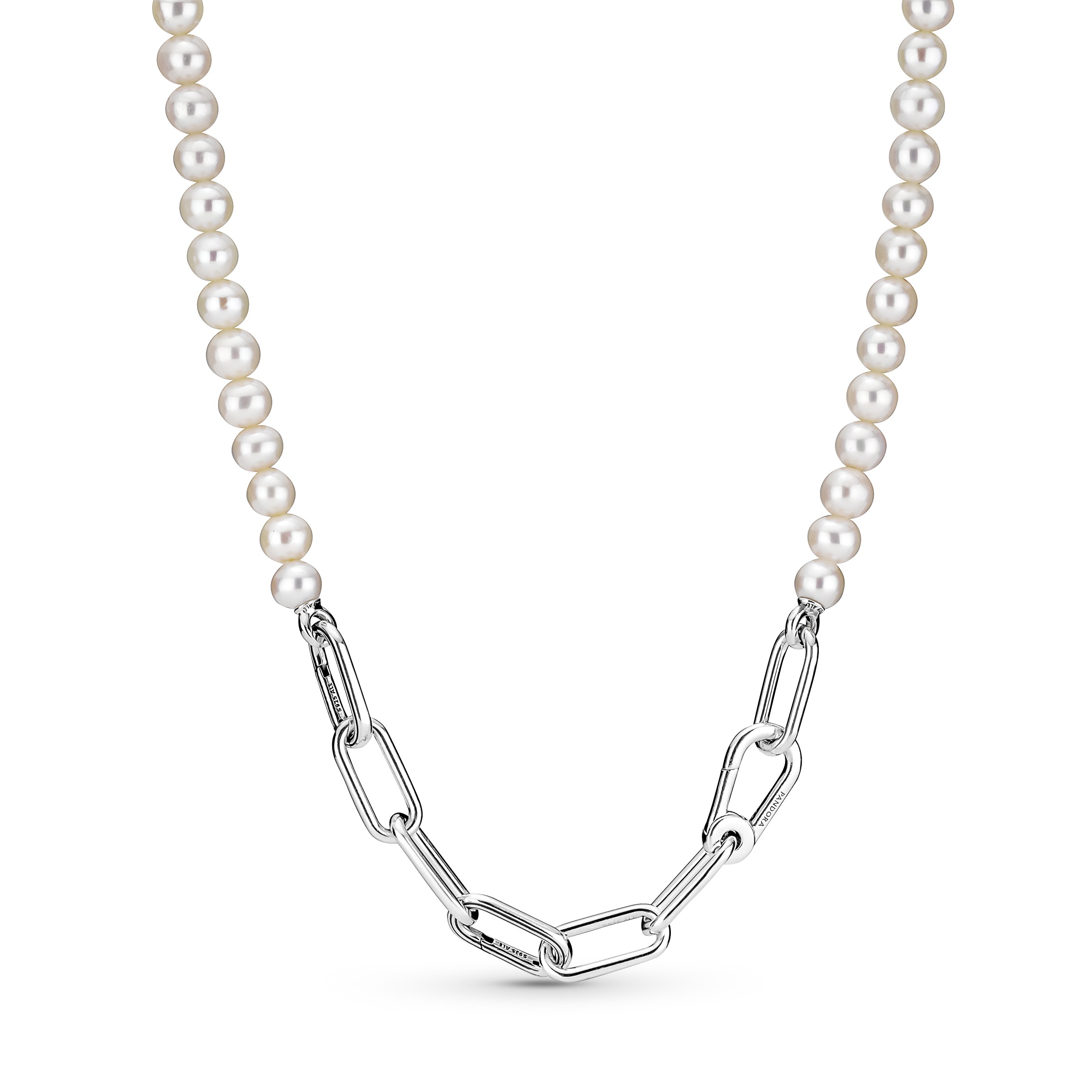 PANDORA ME Behandelte Süßwasserzuchtperle & Glieder Halskette   - 45cm - Sterling-Silber