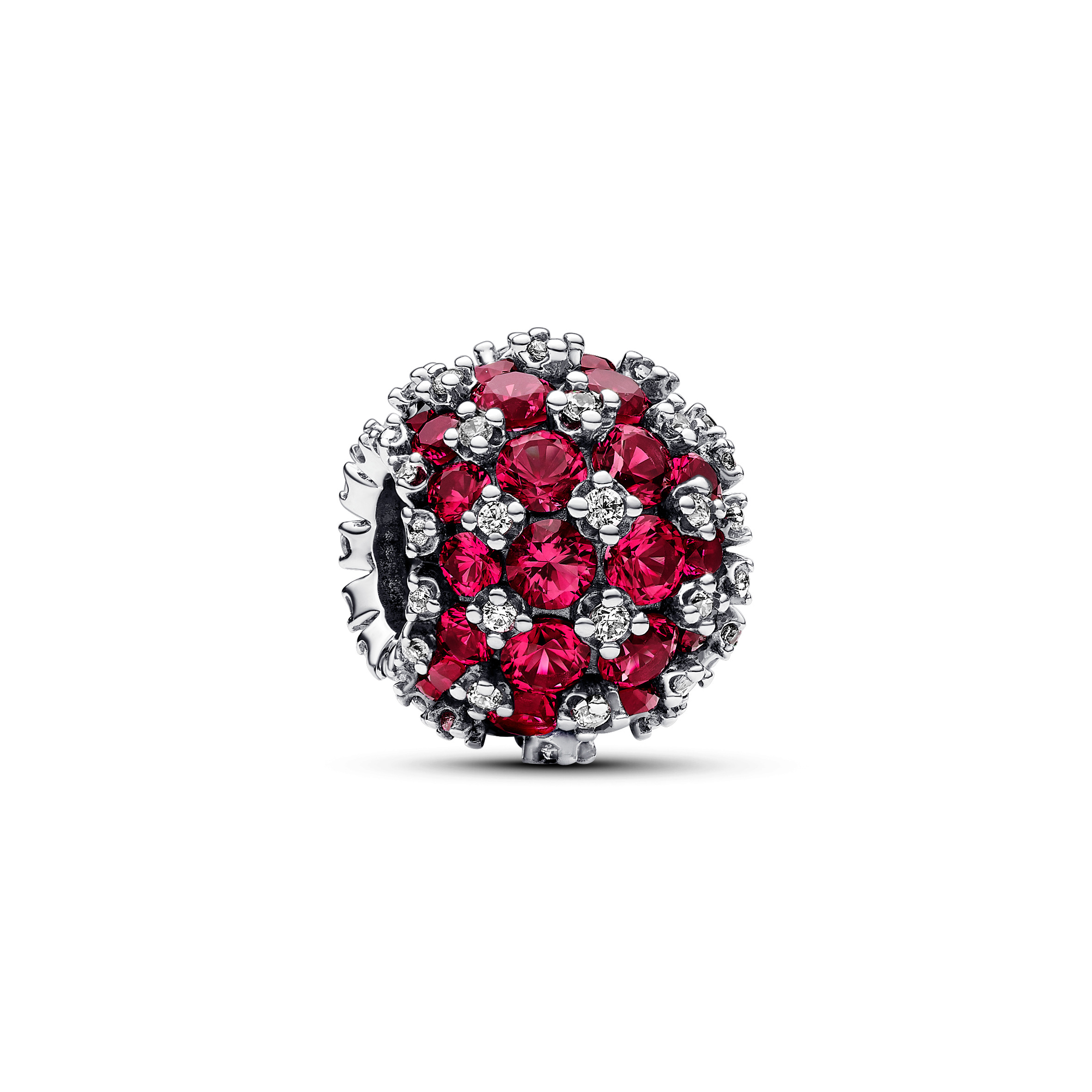 Funkelndes Rosafarbenes Rundes Pavé-Charm  - Sterling-Silber
