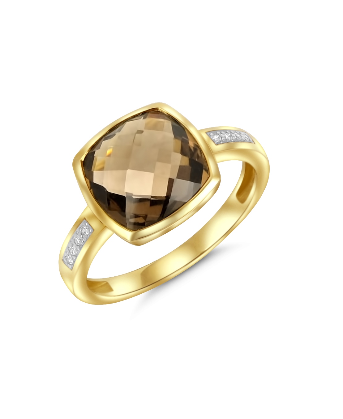 Ring - Rauchquarz - Diamant Pavé 