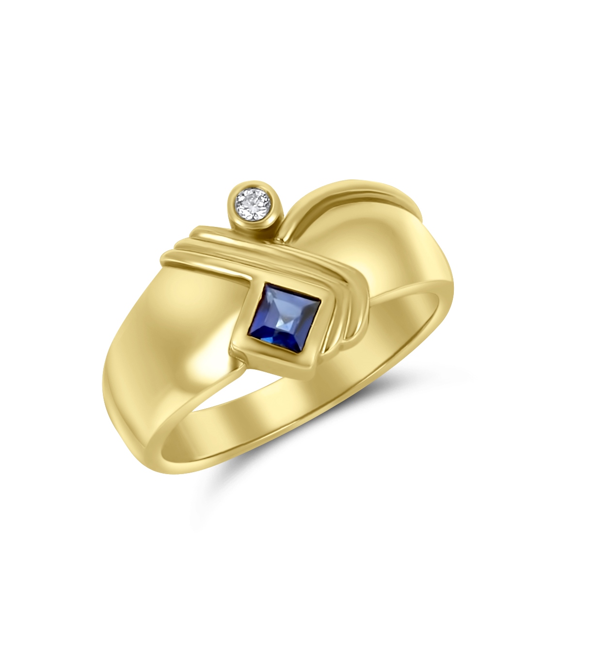 Ring - Saphir carree - Diamant 