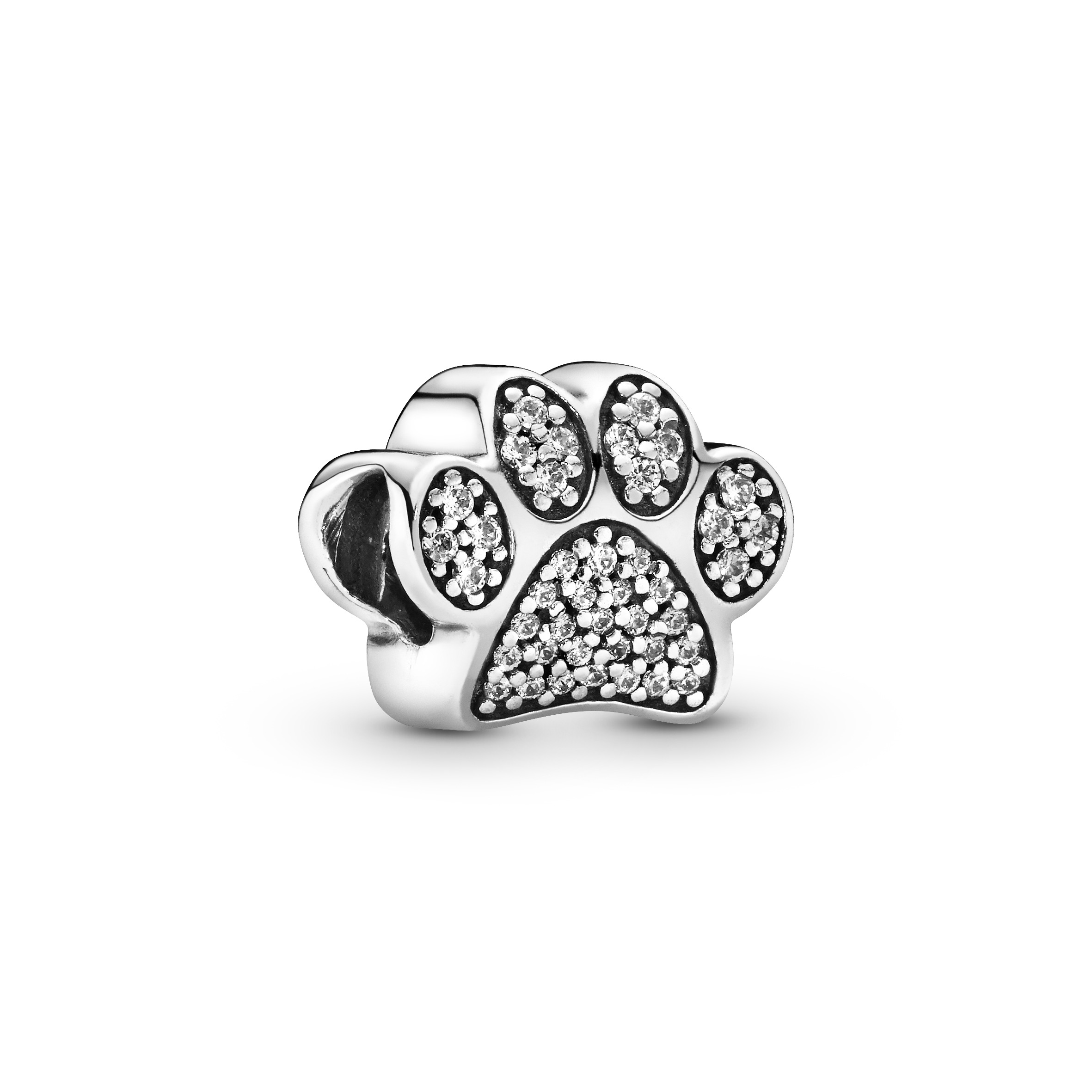 Funkelnder Pfotenabdruck Charm  - Sterling-Silber