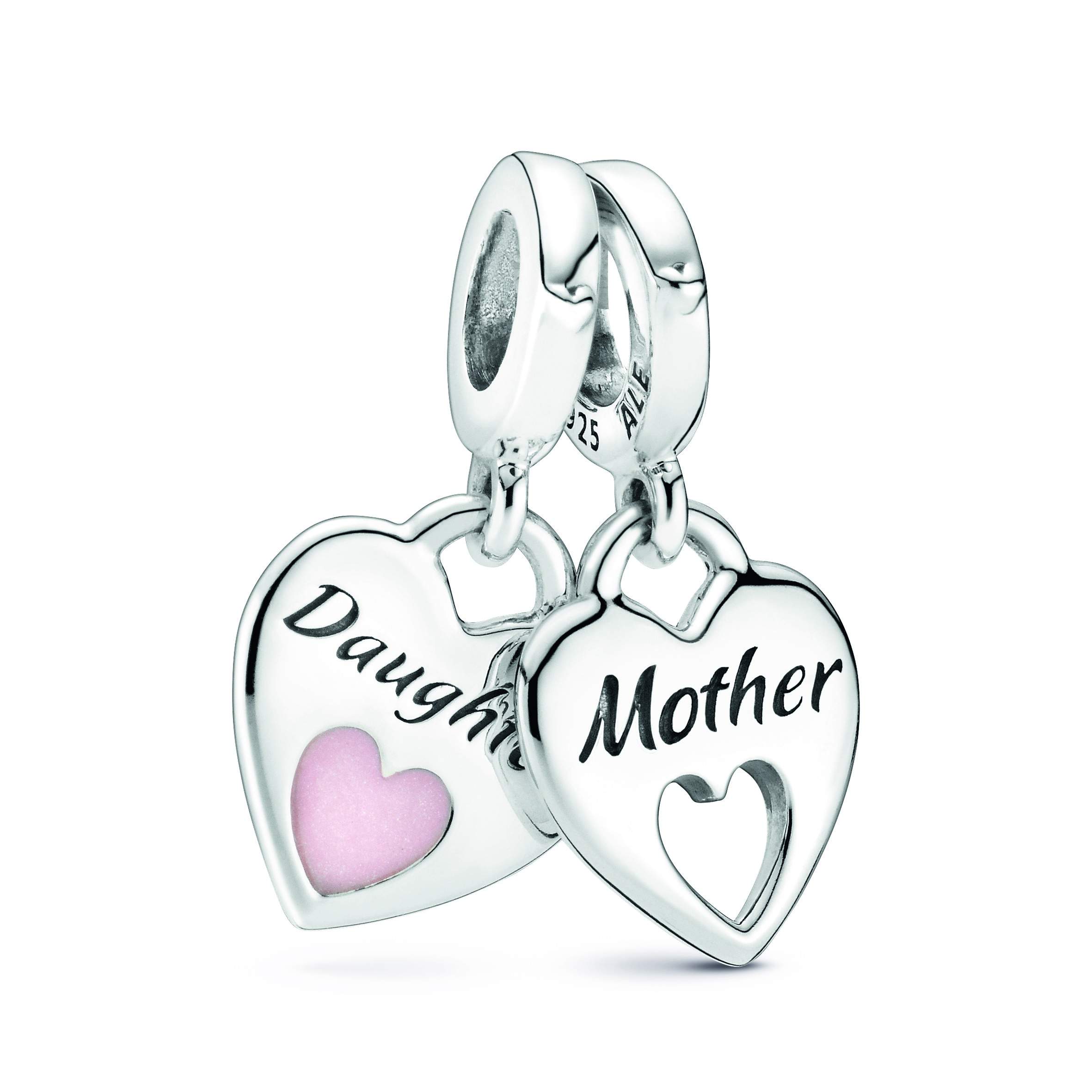 Doppeltes Herz Charm-Anhänger  - Sterling-Silber