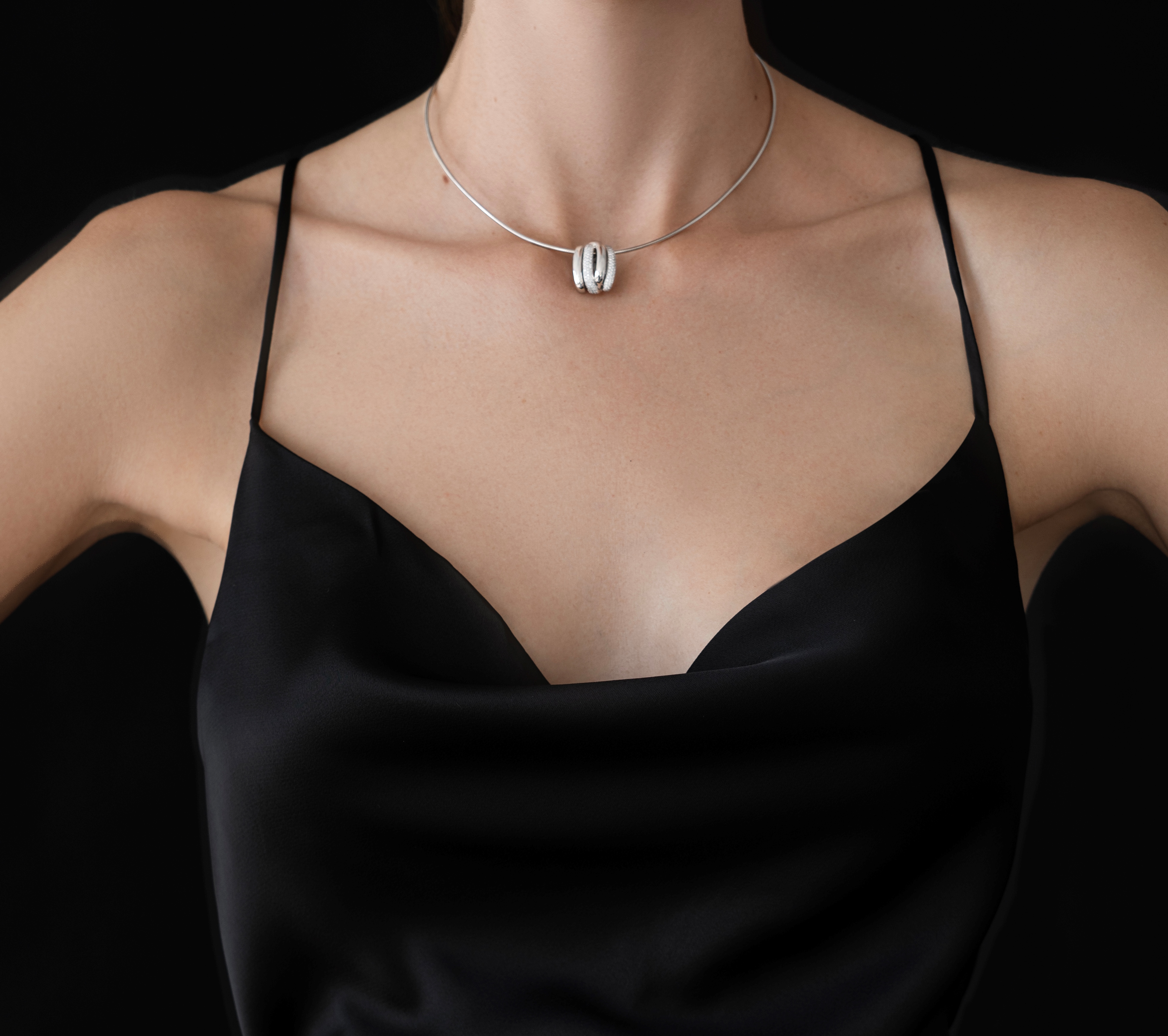  Pavé Halsreif Collier - mehrreihig - 0,40ct 