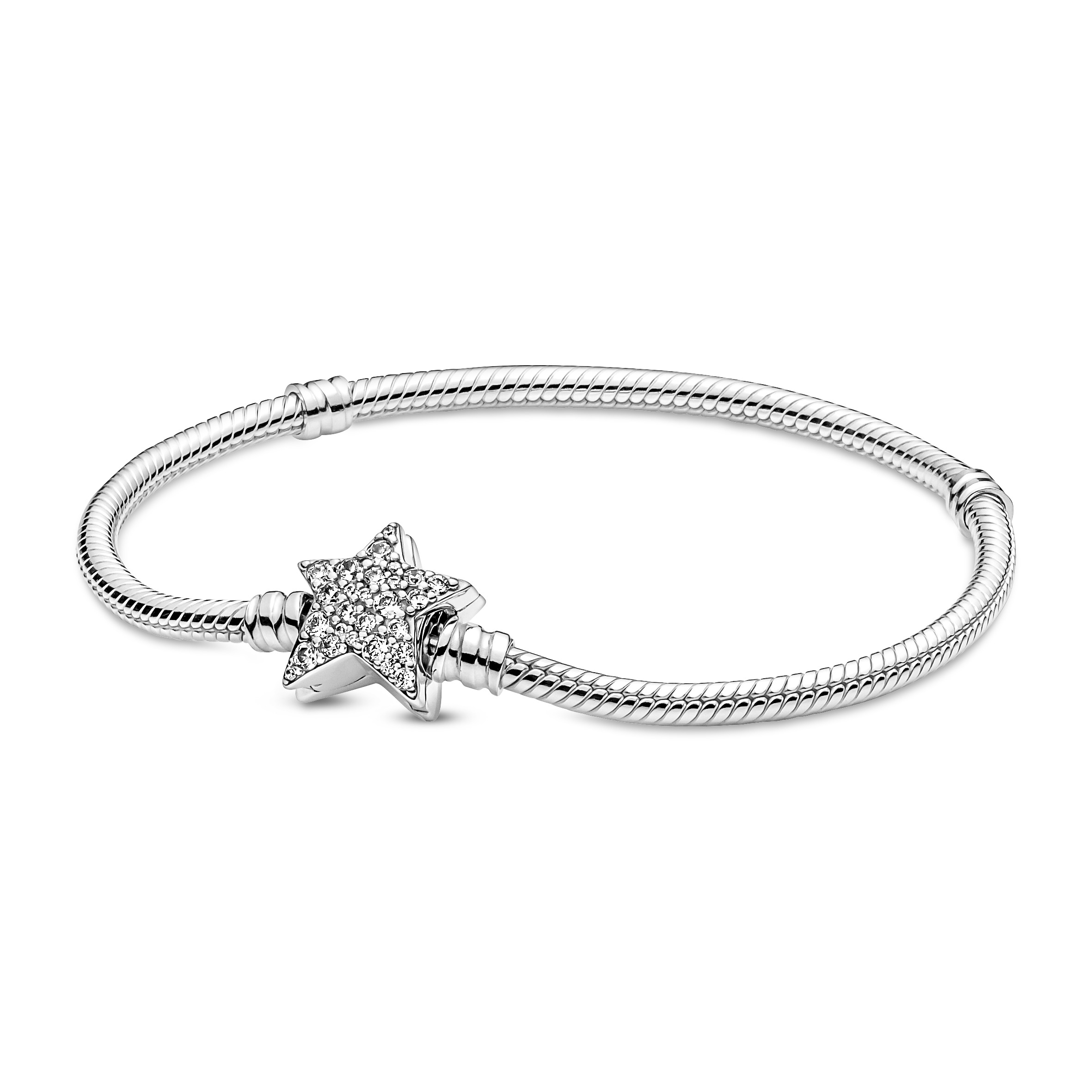 Asymmetrischer Stern-Verschluss Schlangen-Gliederarmband - Sterling-Silber