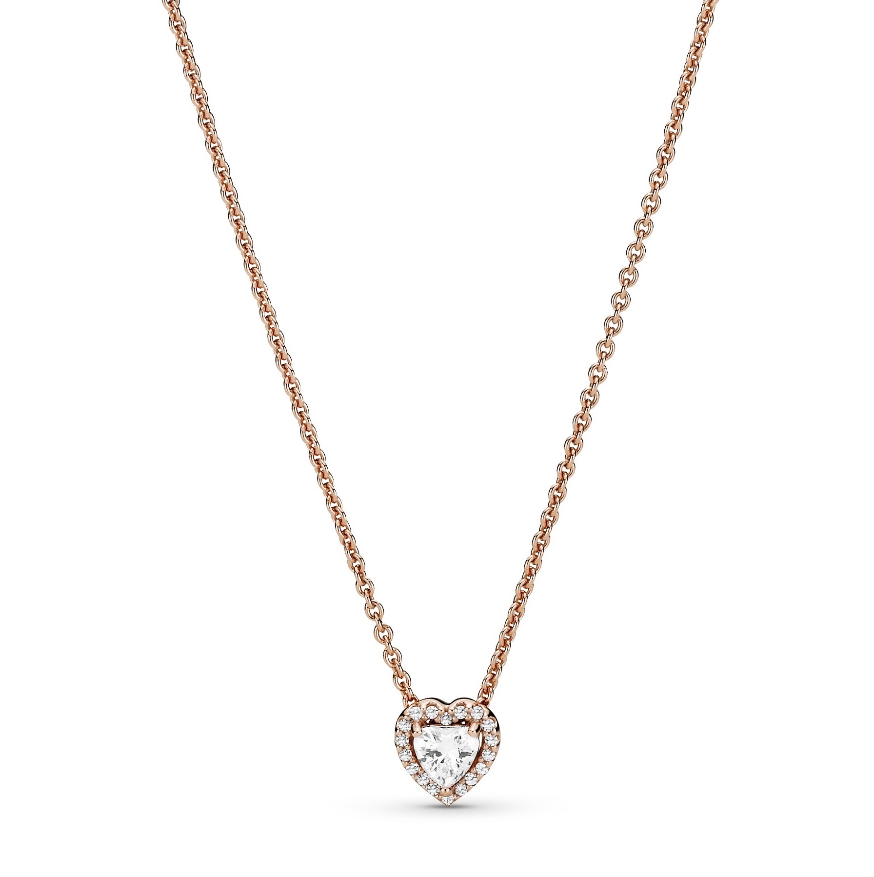 Funkelndes Herz Collier-Halskette - 45cm - 14 Karat rosévergoldet 