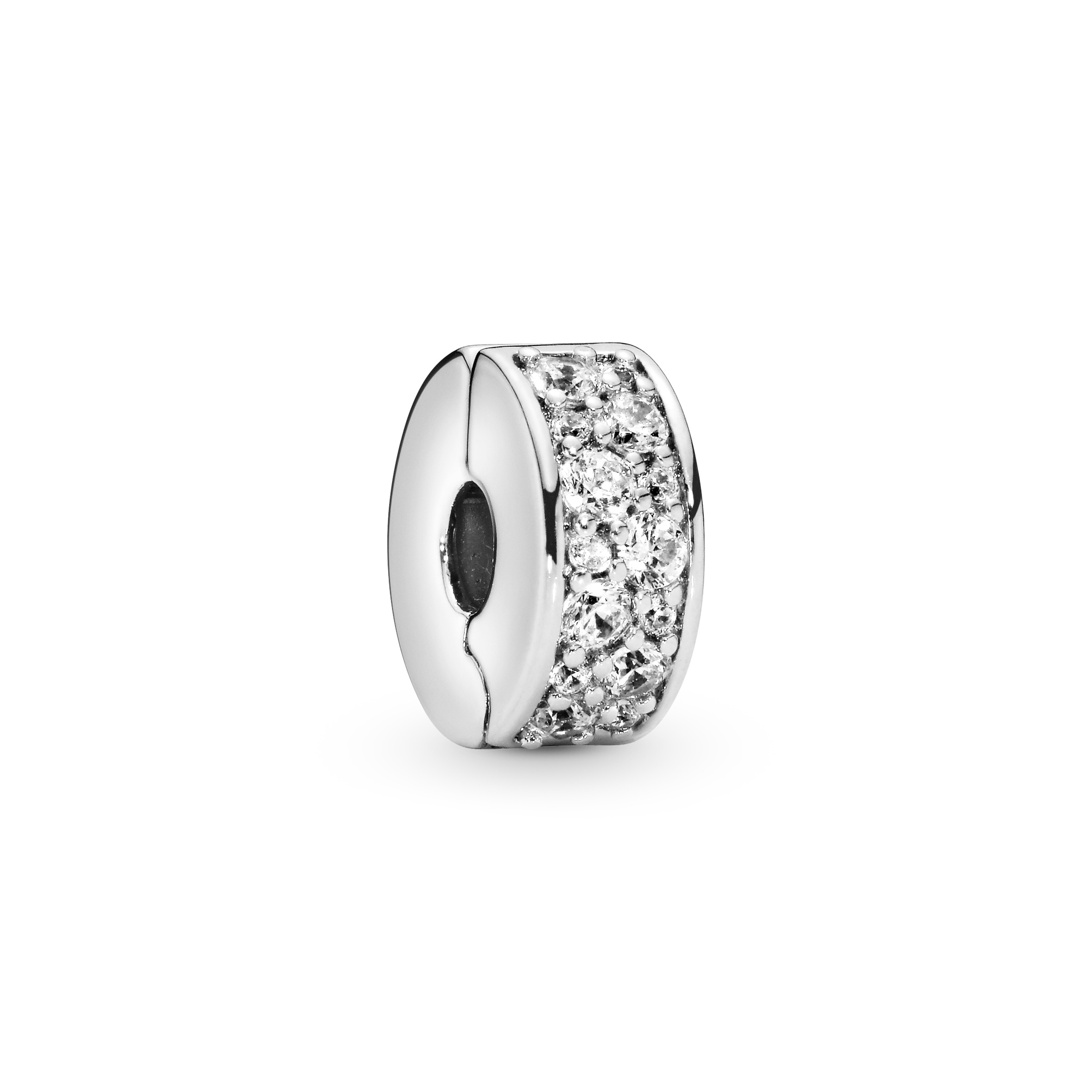 Klarer Pavé Clip - Sterling-Silber