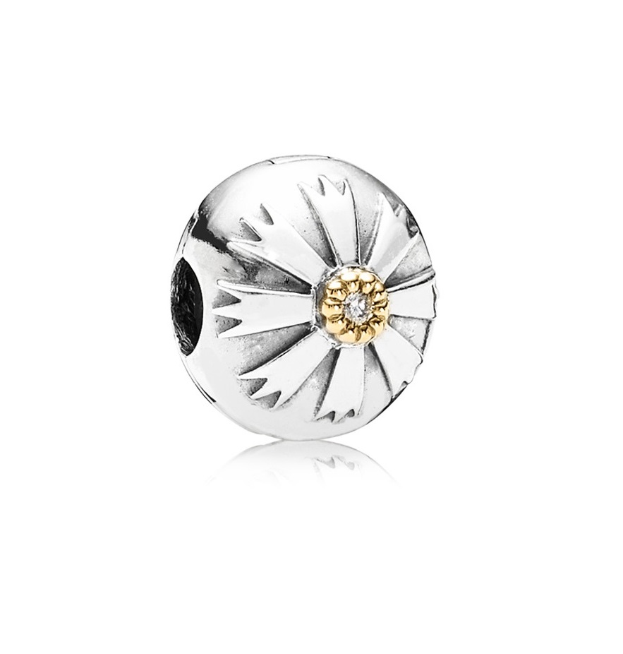 Freundschaftsblume Clip- Sterling-Silber,  585 Gelbgold