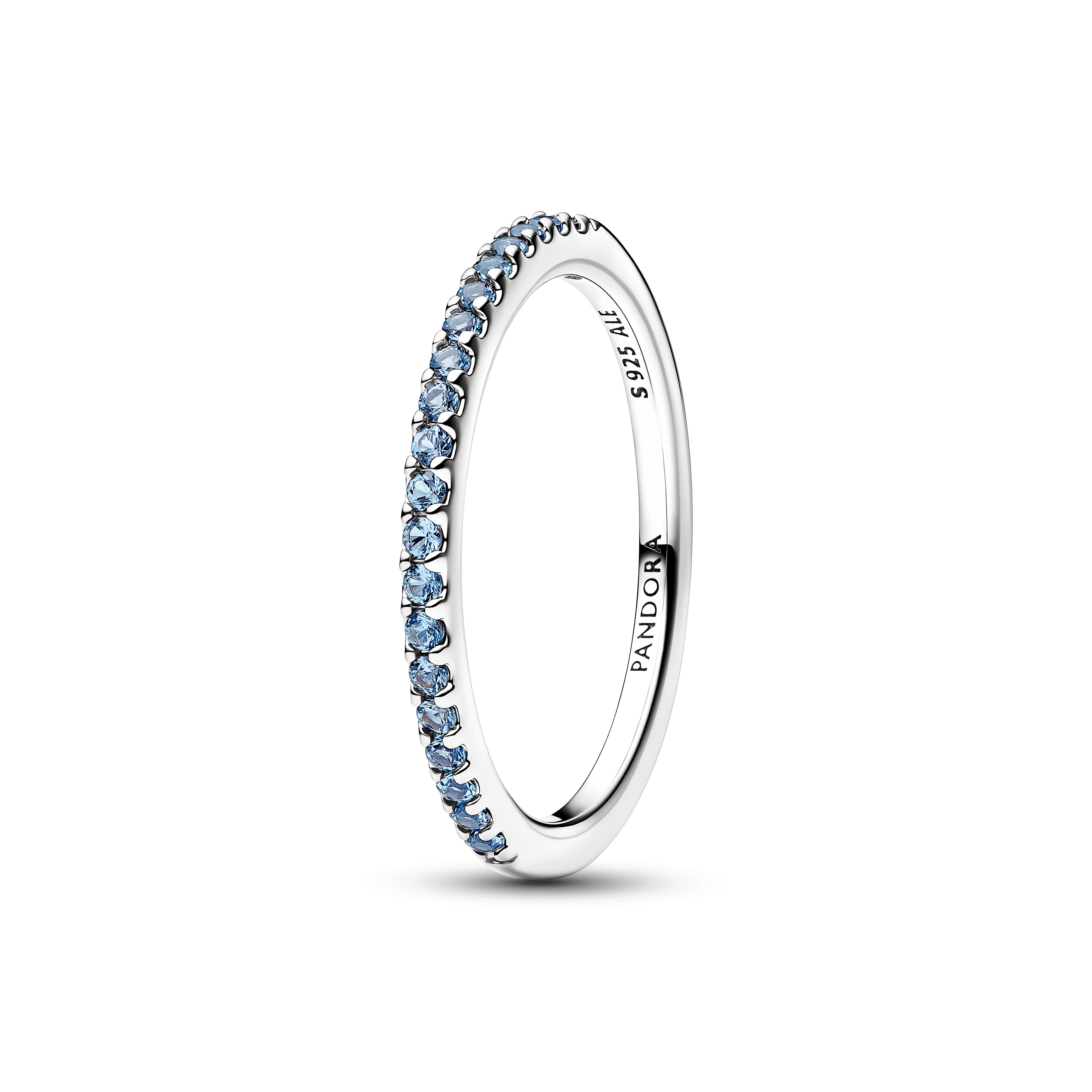 Funkelnder Aquamarinblauer Halb-Ewigkeits-Bandring - Sterling-Silber