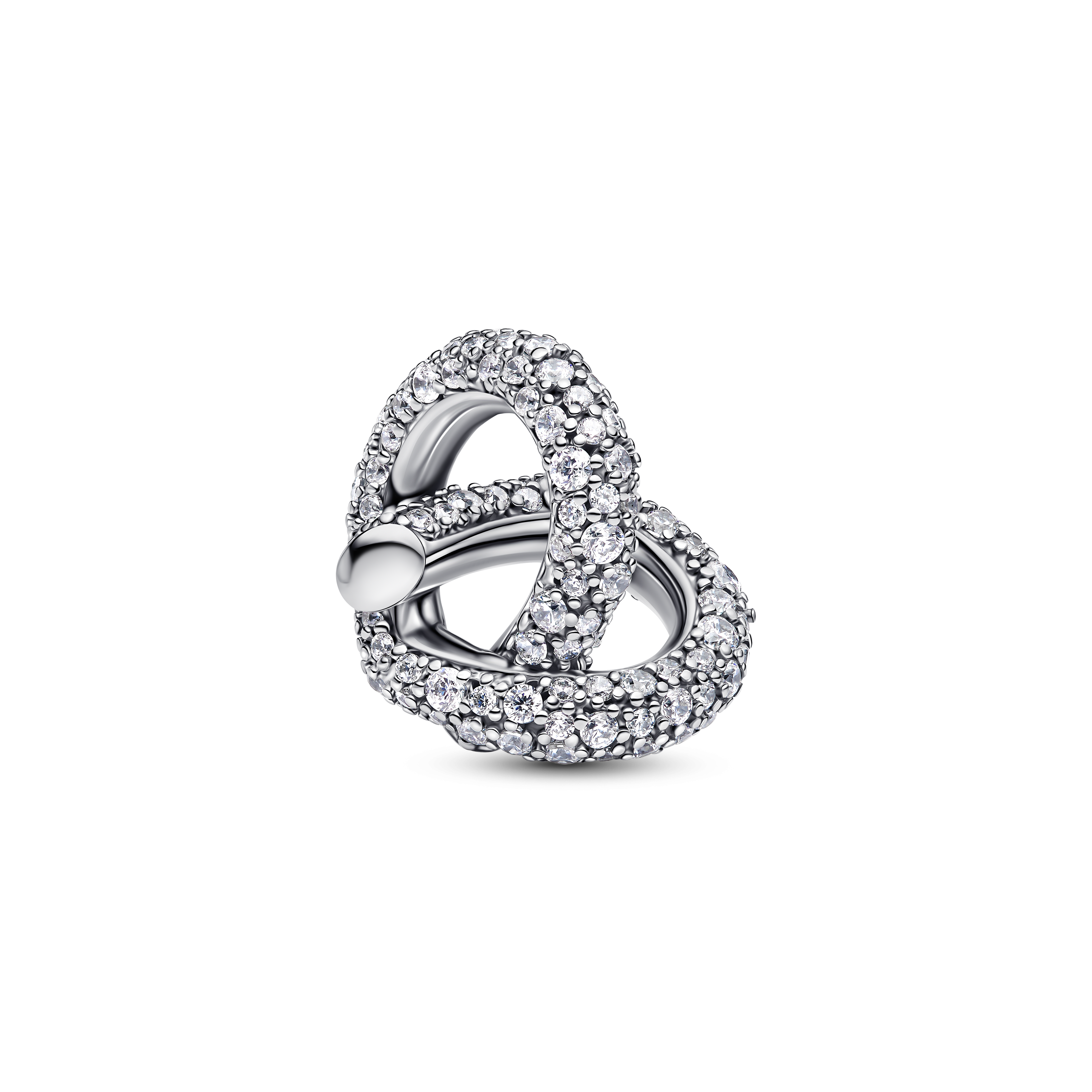 Pavé Unendlichkeitsknoten Herz Charm - Sterling-Silber