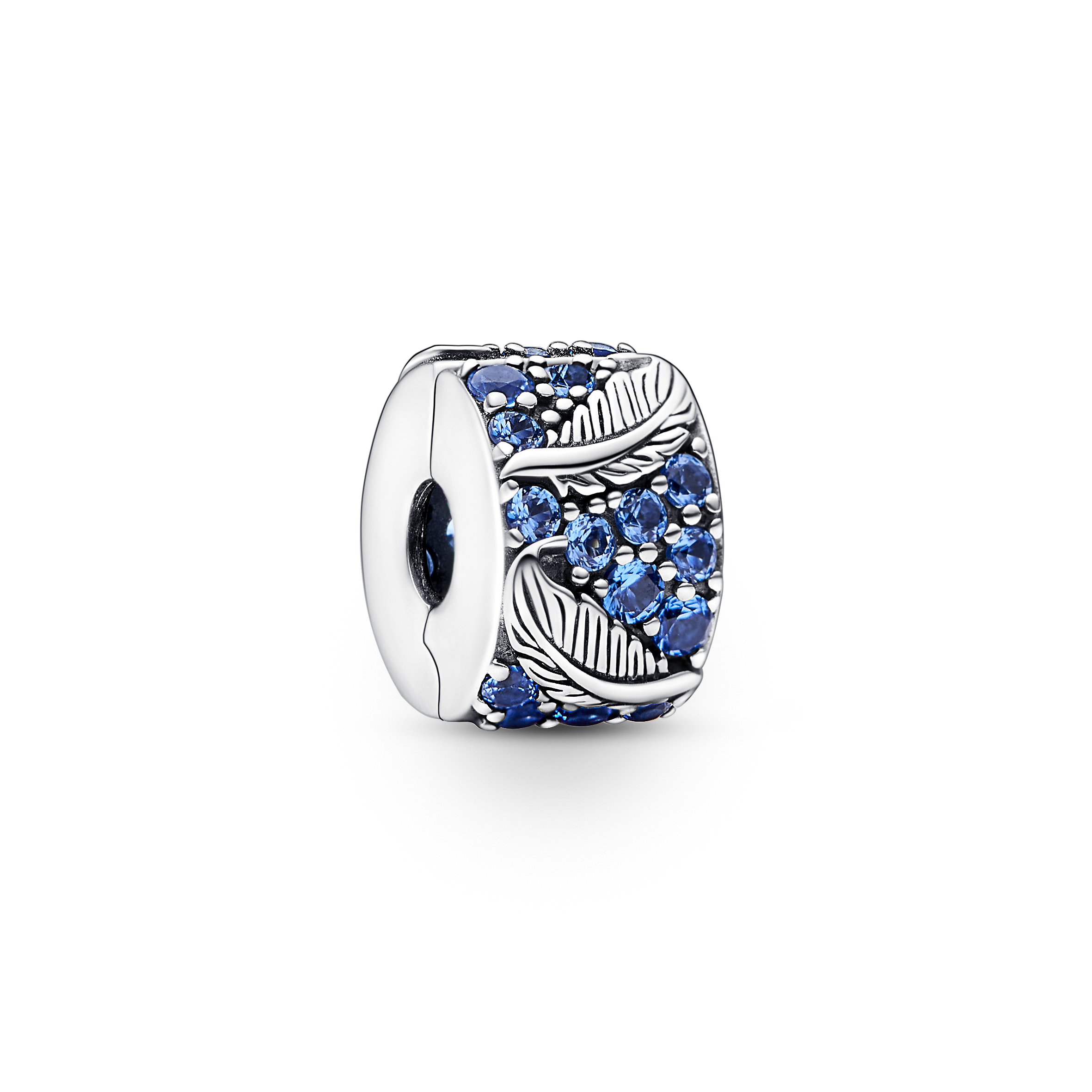 Geschwungene Feder & Pavé Clip - Sterling-Silber