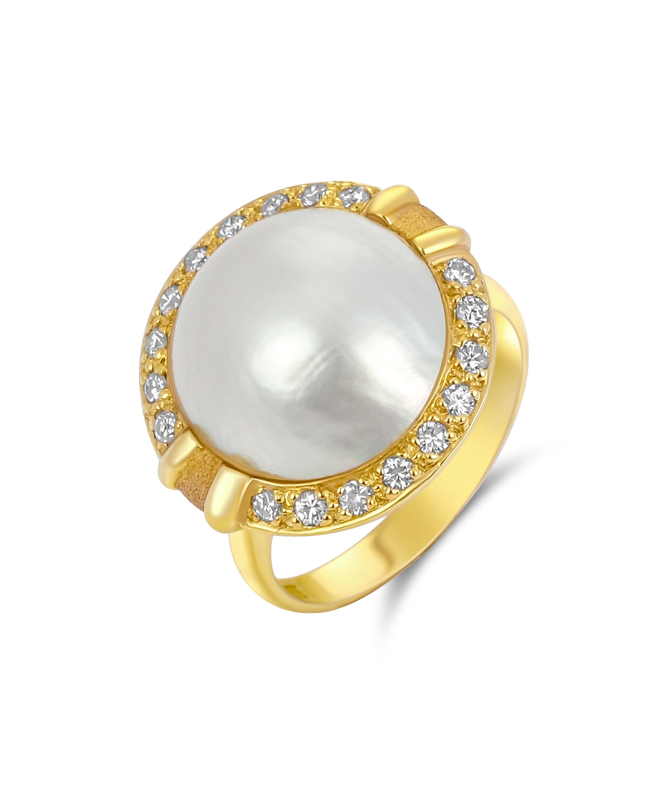 Ring - Mabé-Zuchtperle 13,5 mm - mit Brillanten pavé 0,31ct