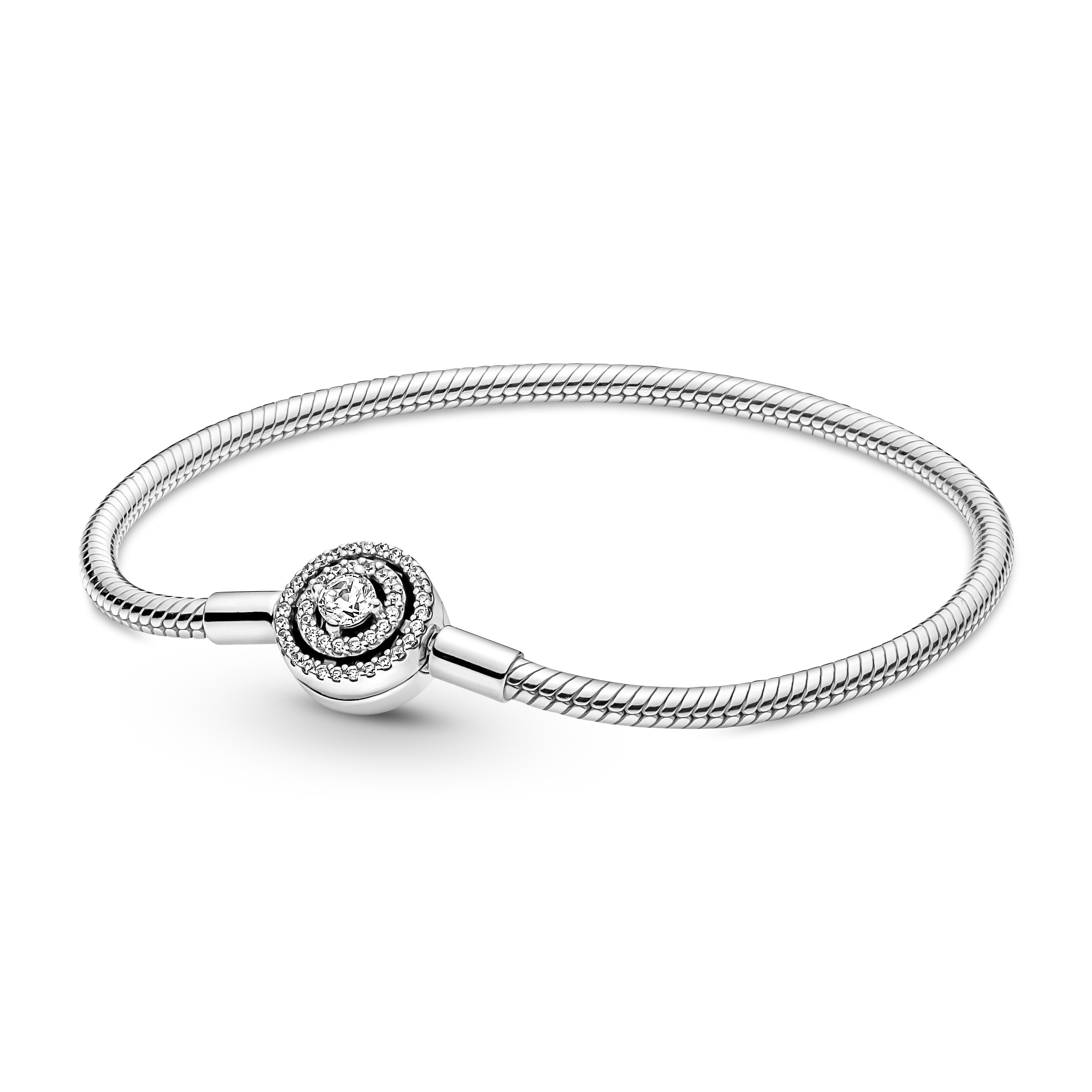 Moments Schlangen-Gliederarmband mit Strahlenkranz Verschluss  - Sterling-Silber