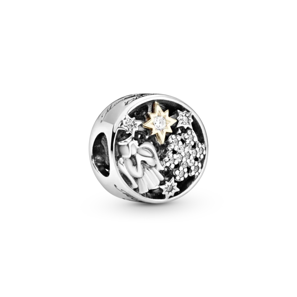 Weihnachts Charm "Merry Christmas" - Sterling-Silber,  585 Gelbgold 