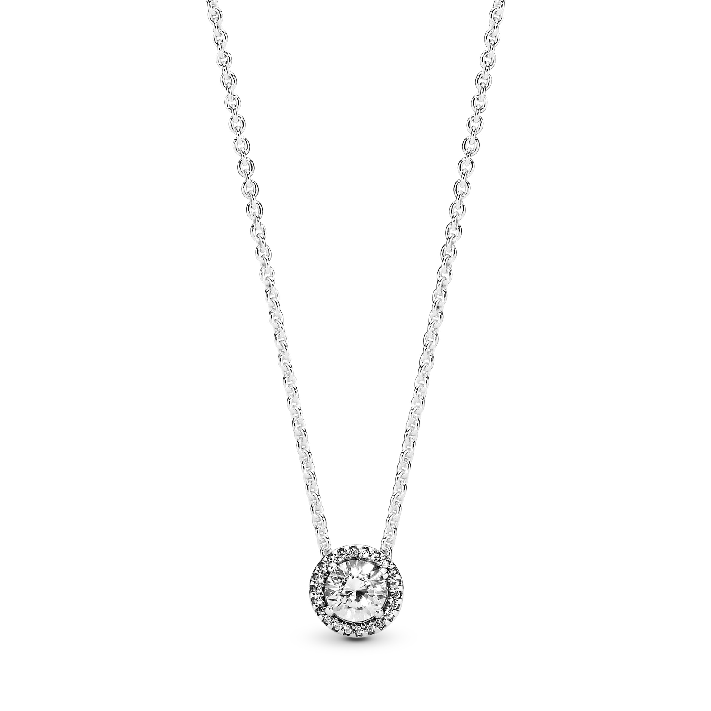 Halskette mit Rundem Funkelndem Strahlenkranz - 45cm - Sterling-Silber