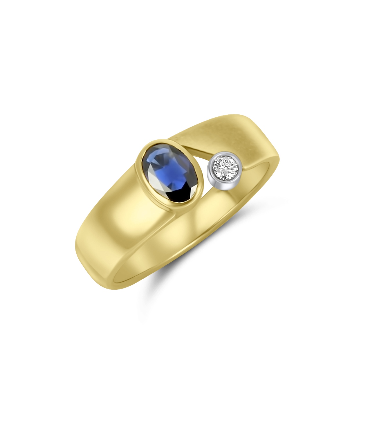 Ring - Saphir oval - Diamant