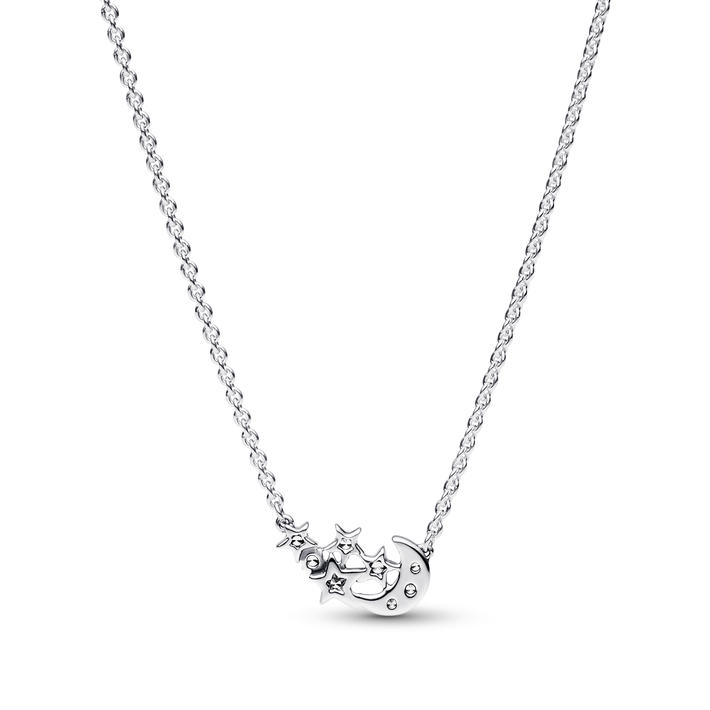 Funkelnde Mond & Stern Collier-Halskette  - 45cm - Sterling-Silber
