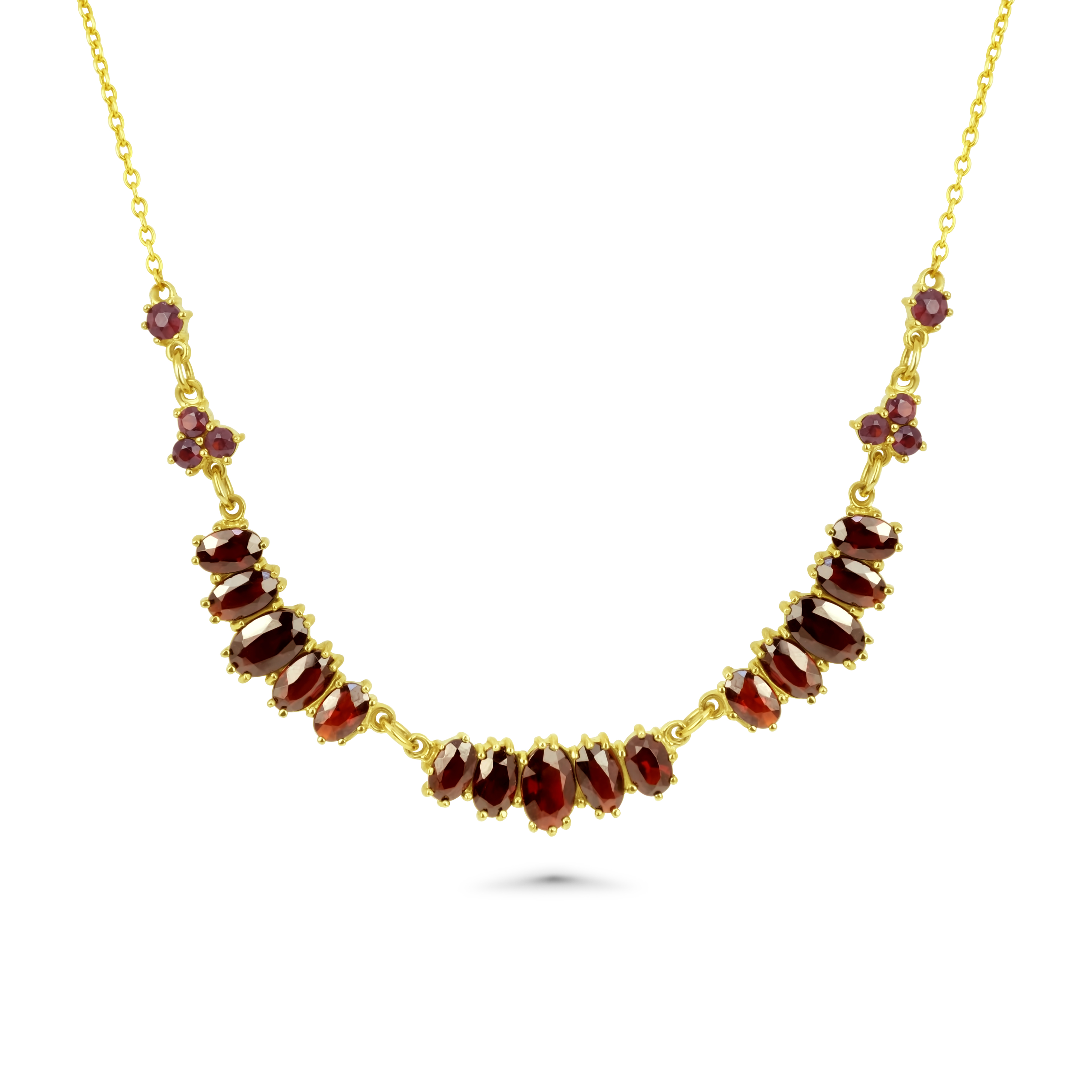Böhmisches Granat Collier 333 Gelbgold 9,5 g mit 23 Granaten – ovale Granate