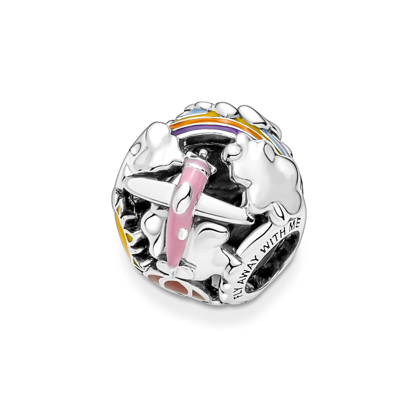 Flieg davon Regenbogen Himmel & Reise Charm  - Sterling-Silber