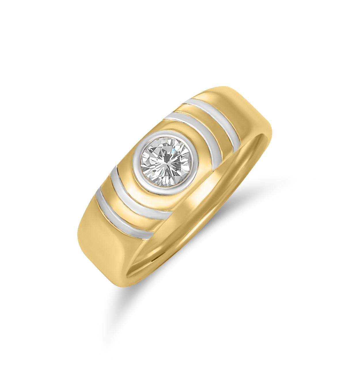 Solitär Ring - Gold/Platin  - 0,38 ct 
