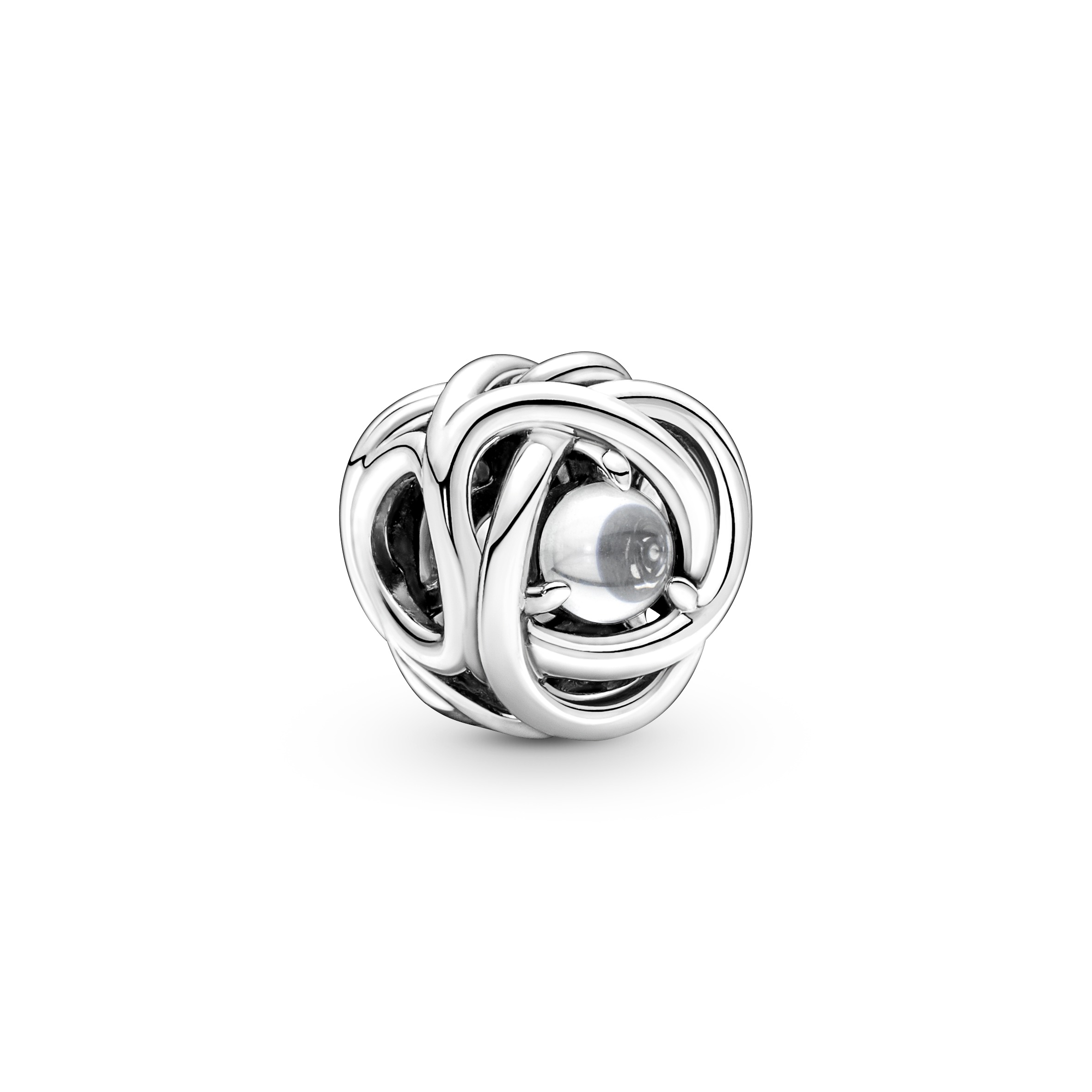 April Geburtsstein Blauer Ewigkeitskreis Charm - Sterling-Silber