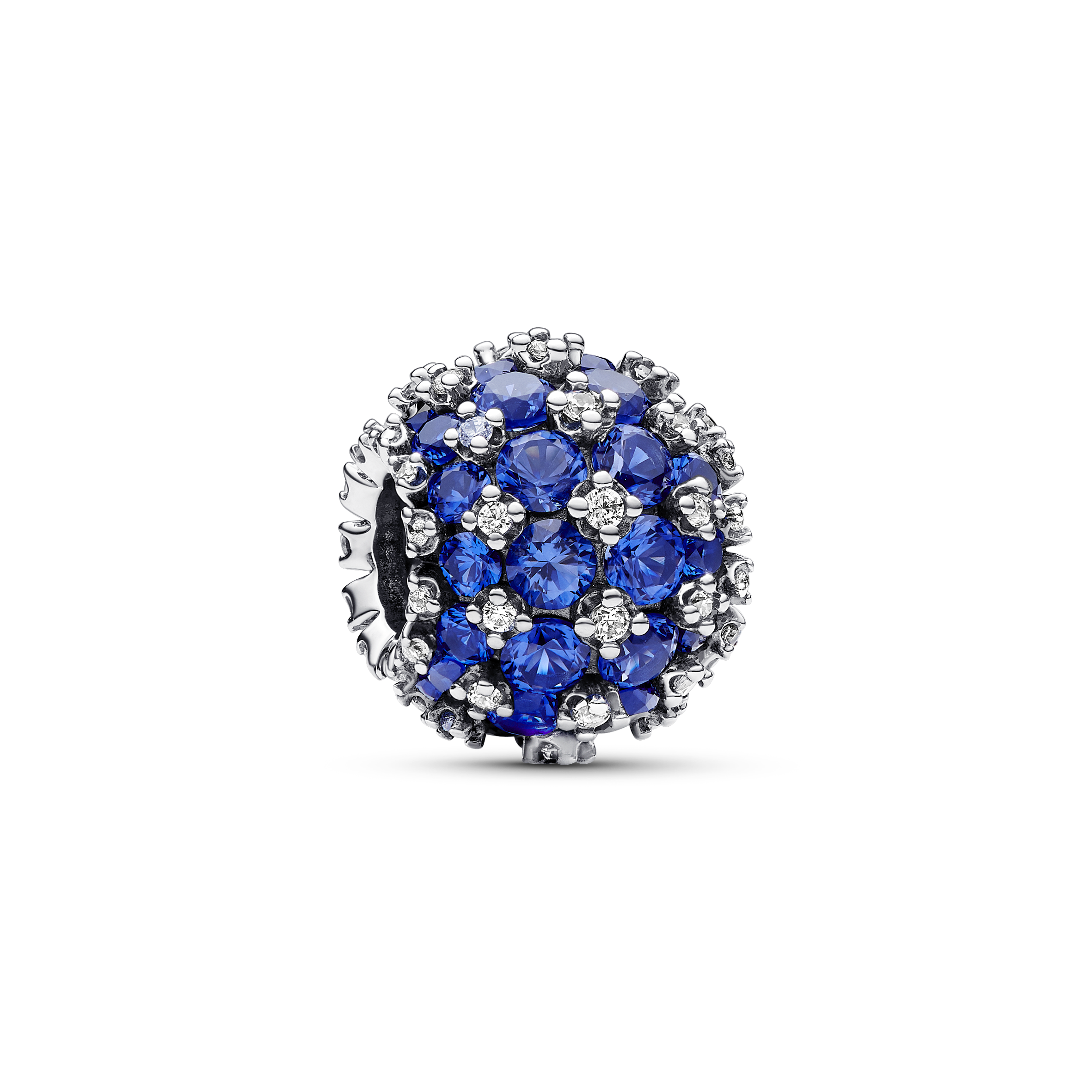 Funkelndes Blaues Rundes Pavé-Charm  - Sterling-Silber
