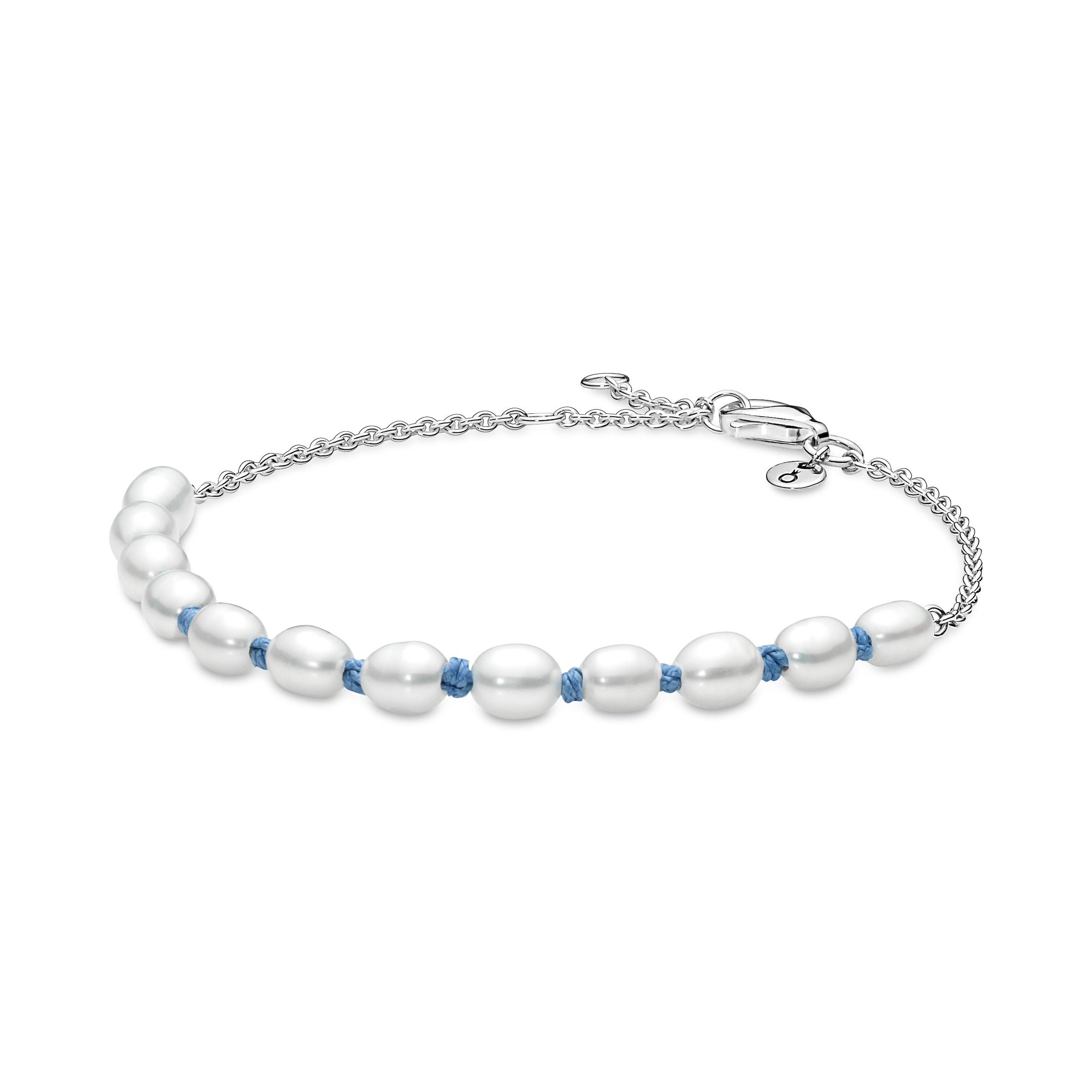 PANDORA Behandelte Süßwasserzuchtperle Armband - Blau - Sterling-Silber 