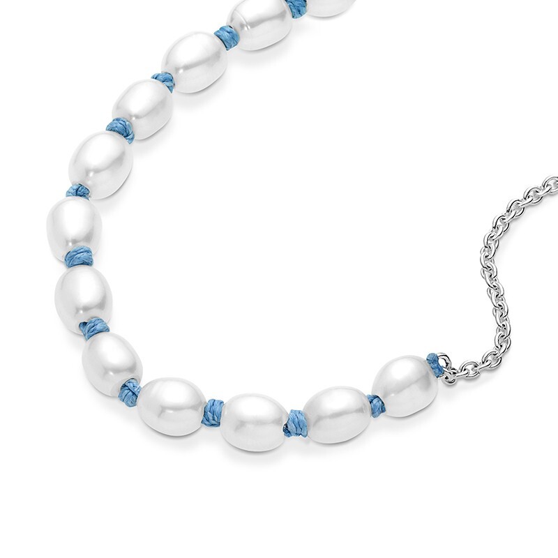 PANDORA Behandelte Süßwasserzuchtperle Armband - Blau - Sterling-Silber 