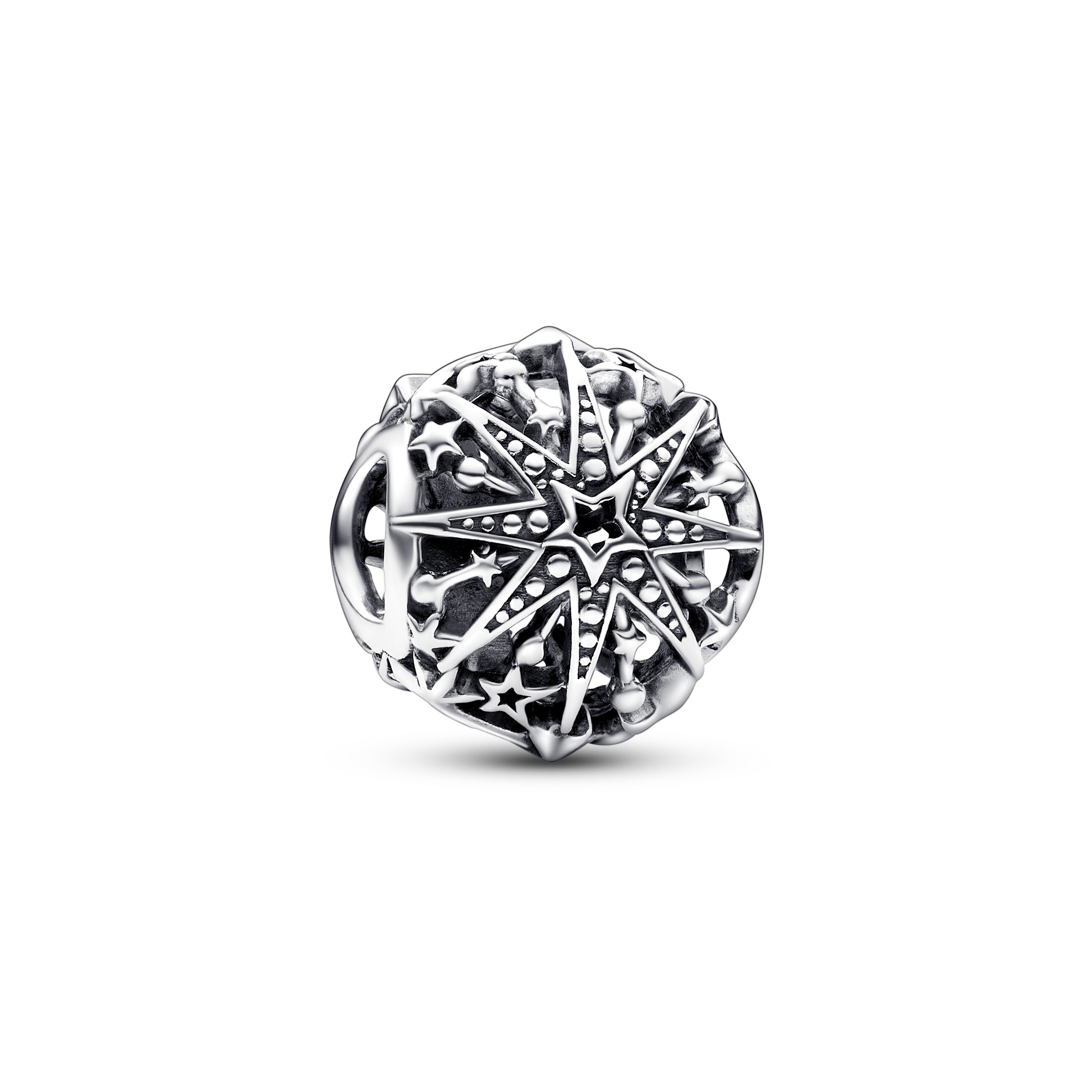 Offen gearbeitetes Metallperlen-Blüten Charm - Sterling-Silber