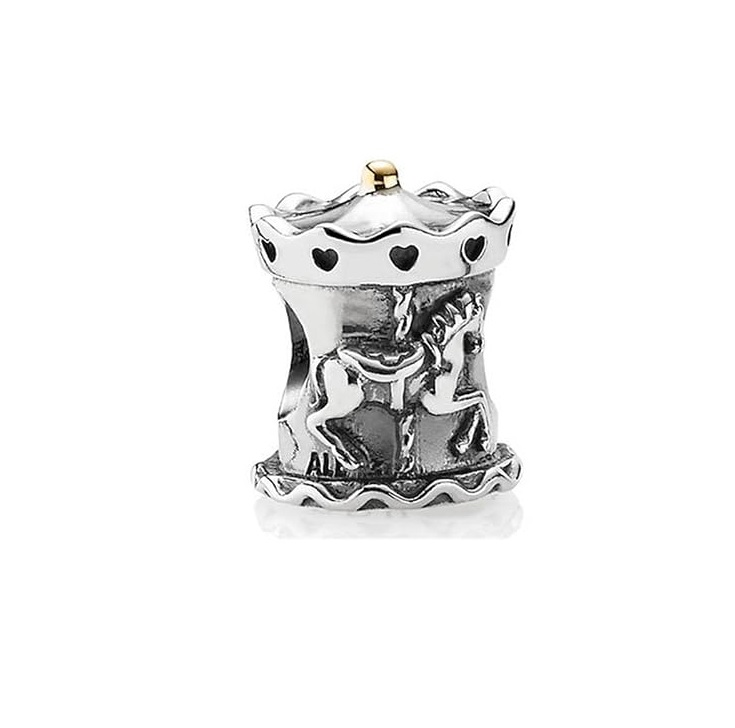 Karussell Charm  - Sterling-Silber,  585 Gelbgold