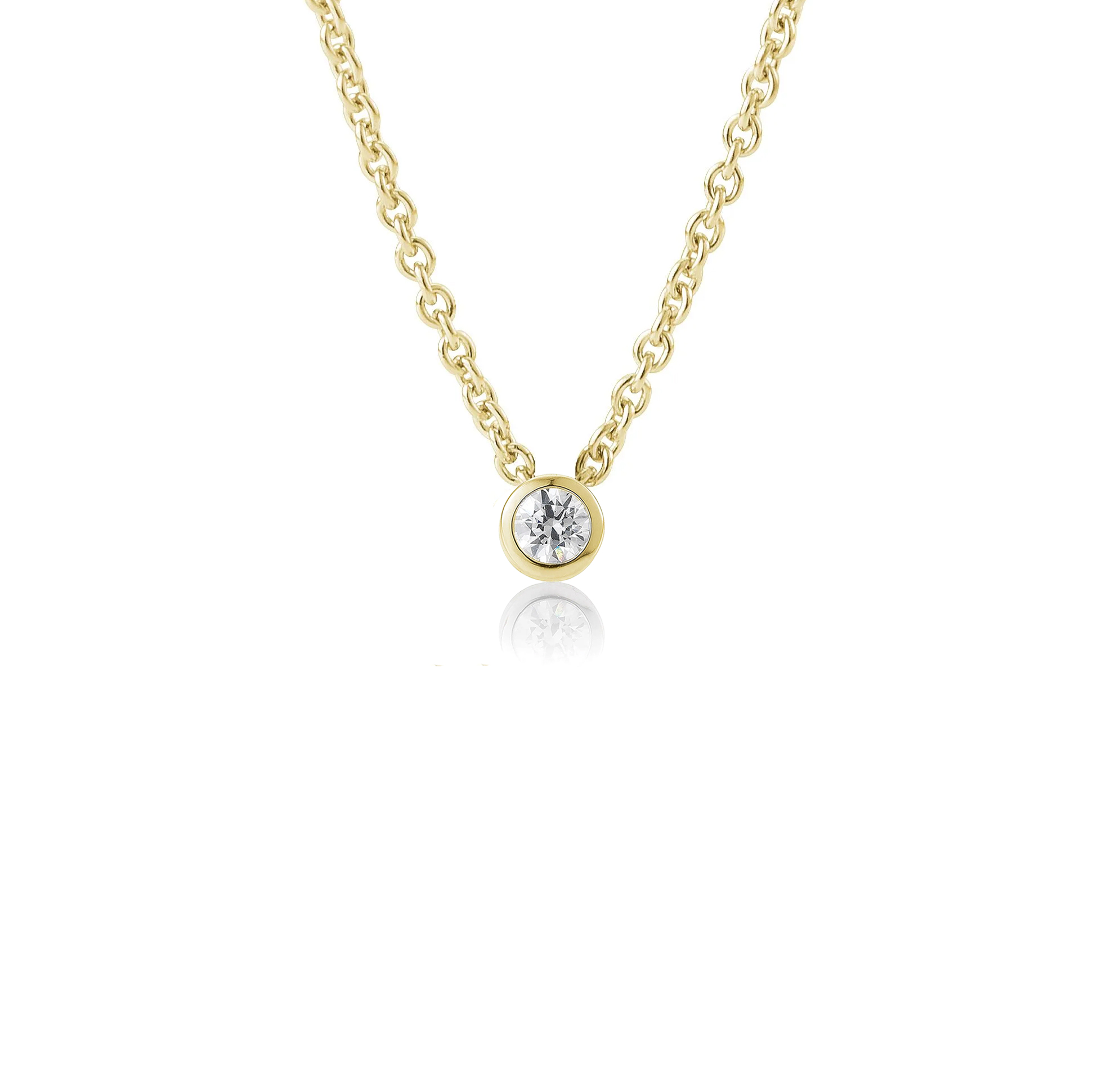 Solitär Collier - Zarge poliert - 0,10 ct 