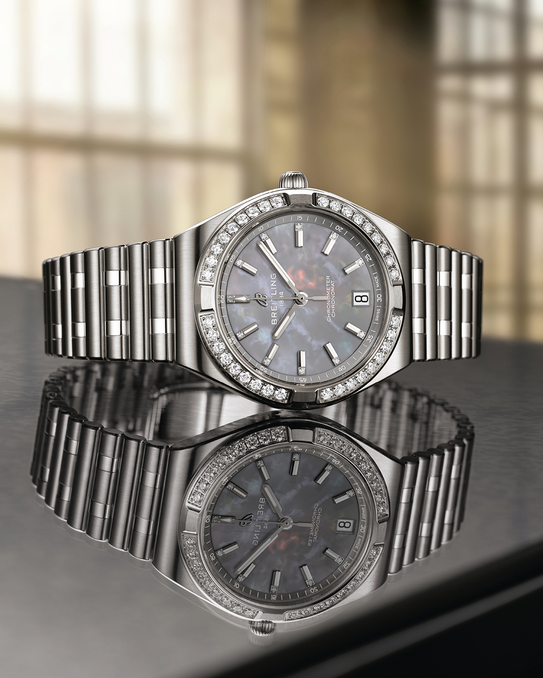 Chronomat Automatic 36 - graues Perlmutt - (edelsteinbesetzt)