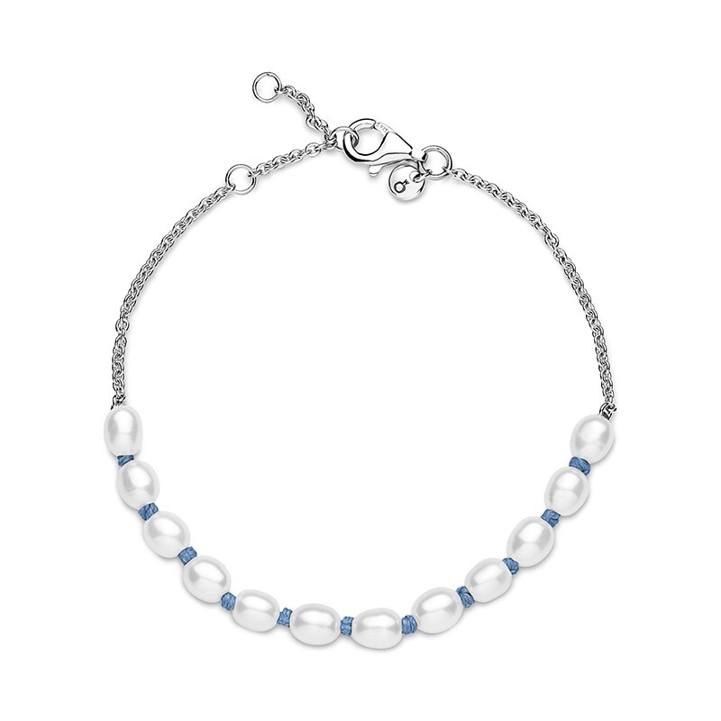 PANDORA Behandelte Süßwasserzuchtperle Armband - Blau - Sterling-Silber 