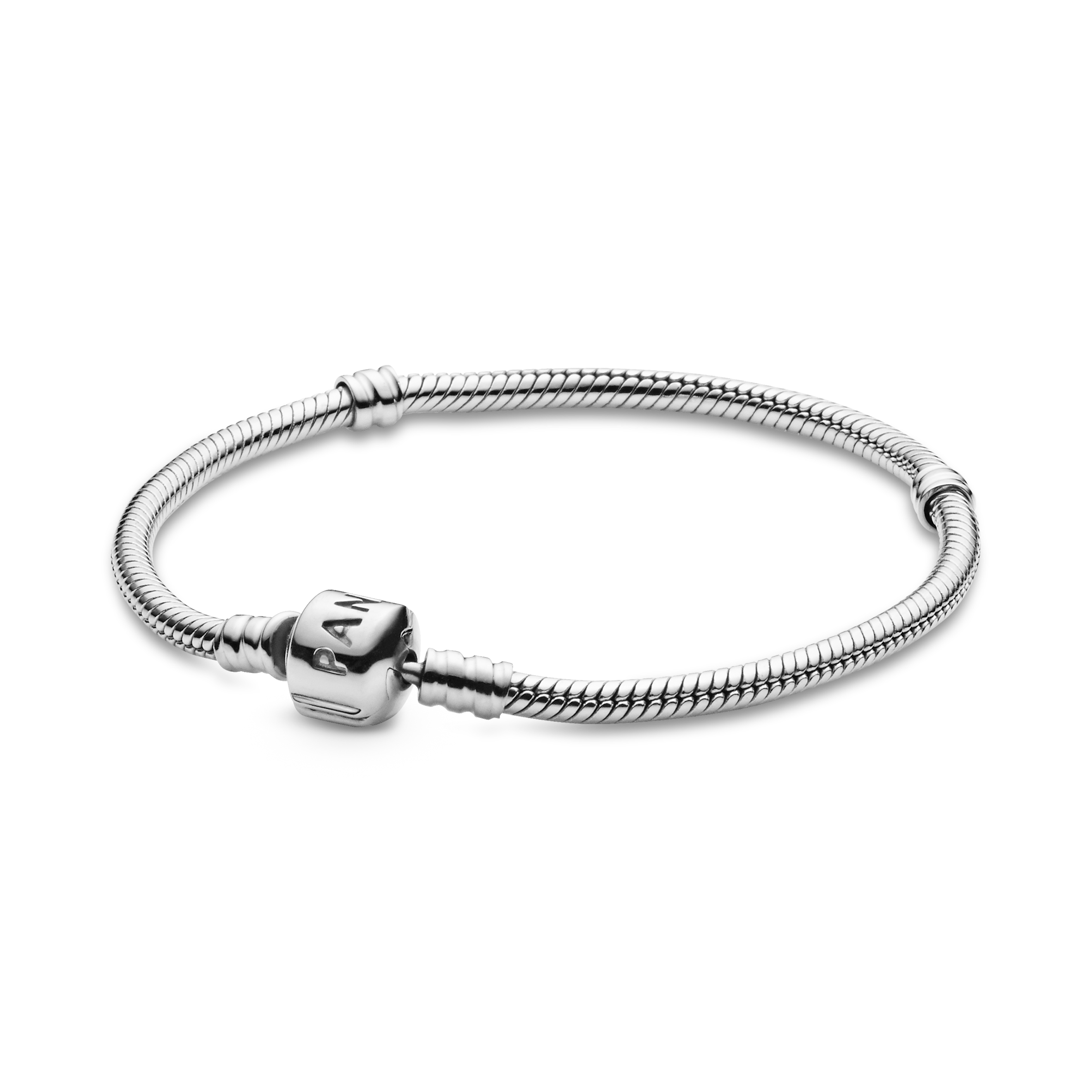 Verspieltes Zylinder-Verschluss Schlangen-Gliederarmband- Sterling-Silber